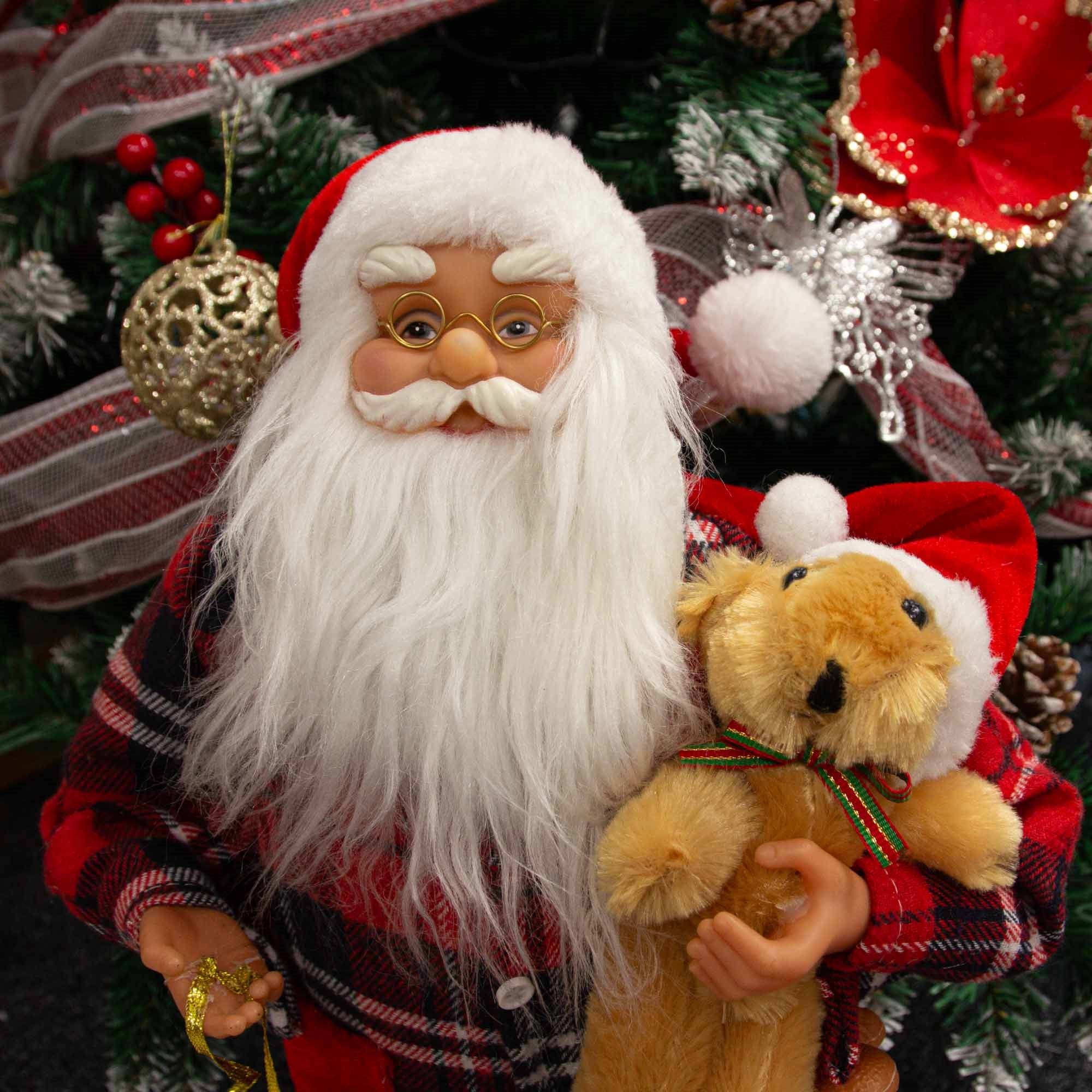Christmas Sparkle Santa in PJs Standing 45cm - Red - Image 2
