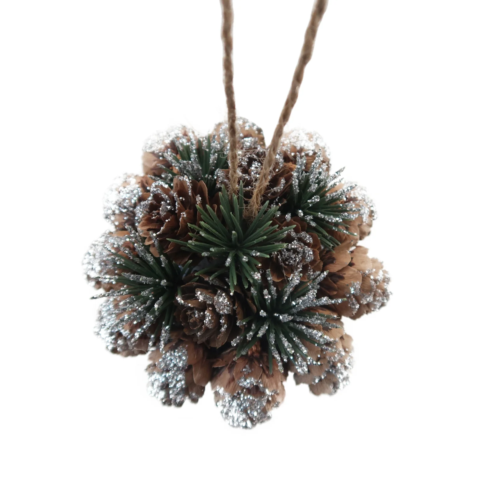 Christmas Sparkle Glitter Acorn Hanging Decoration 11cm - Silver - Image 3
