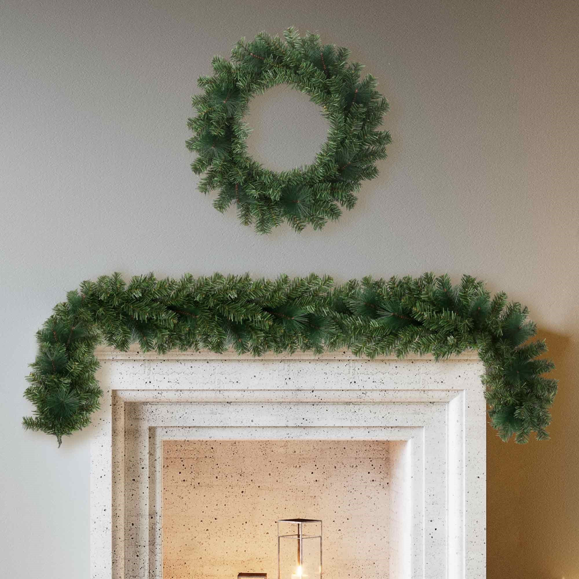 Christmas Sparkle Alpine Christmas Wreath 60cm - Green - Image 2