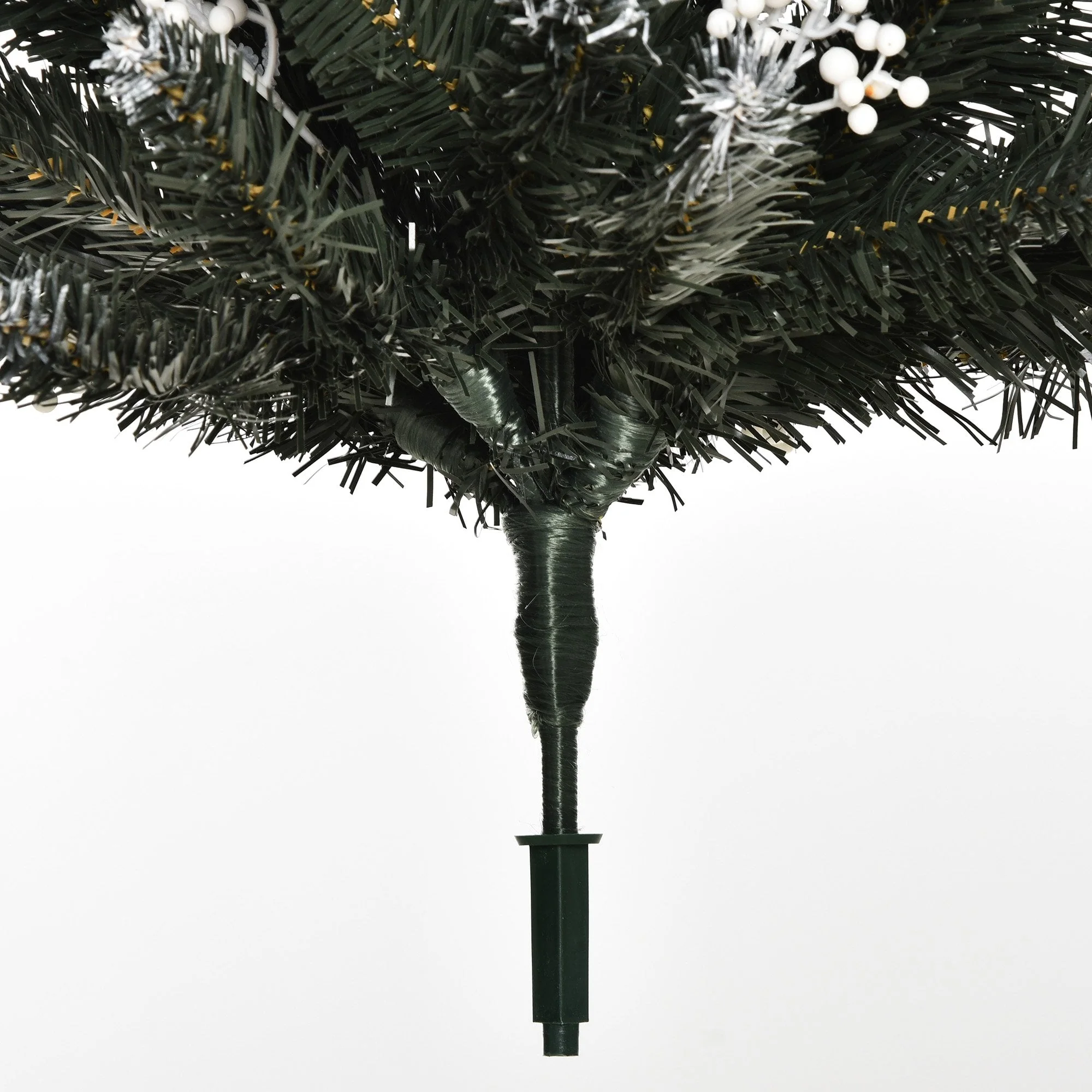 Dark Green 4ft Artificial Snow Dipped Christmas Tree Xmas Pencil Tree Holiday Home Indoor Decoration With Foldable Feet White Berries - Image 9