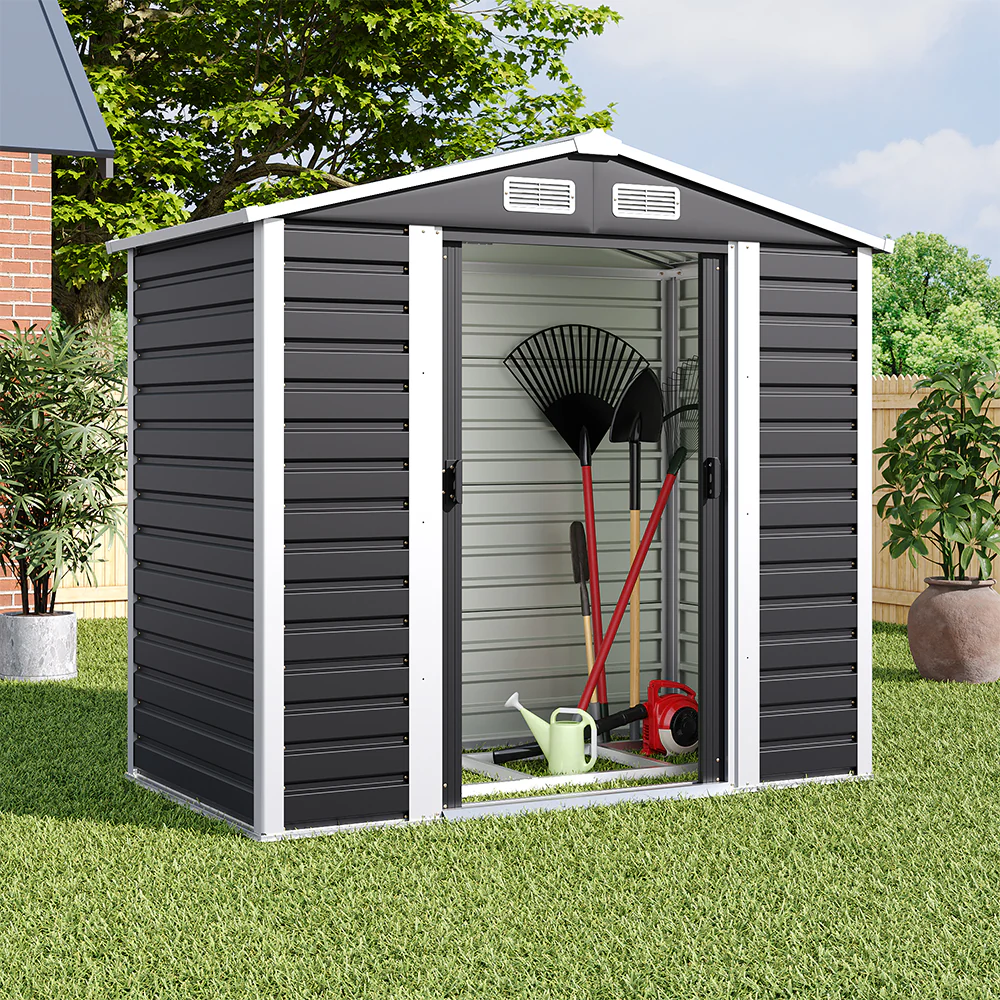 4x7FT Outdoor Metal Garden Storage Shed - Image 2