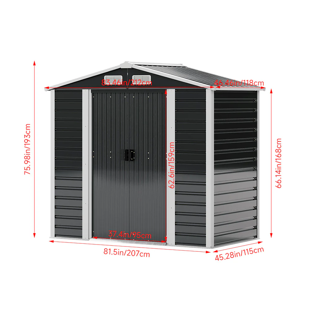 4x7FT Outdoor Metal Garden Storage Shed - Image 9