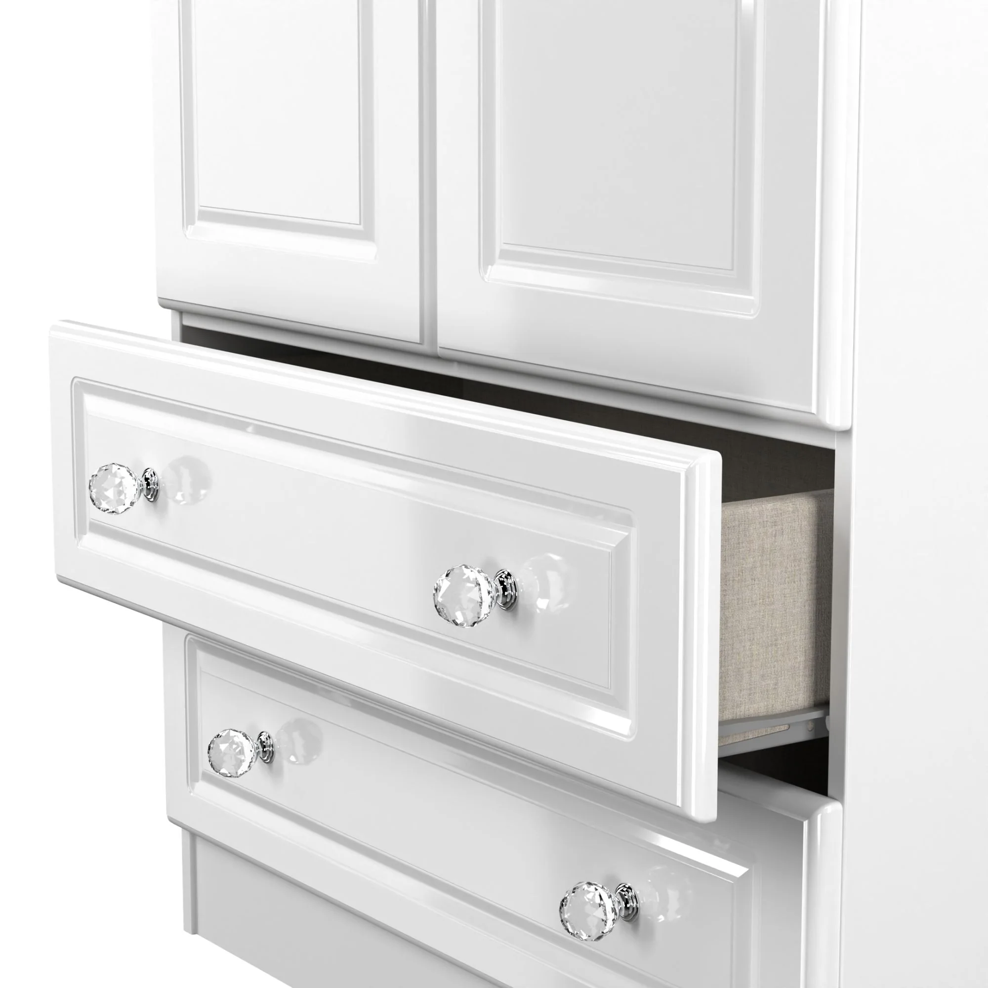Lisbon Ready Assembled Wardrobe With 2 Doors And 2 Drawers - White Gloss & White - Image 7