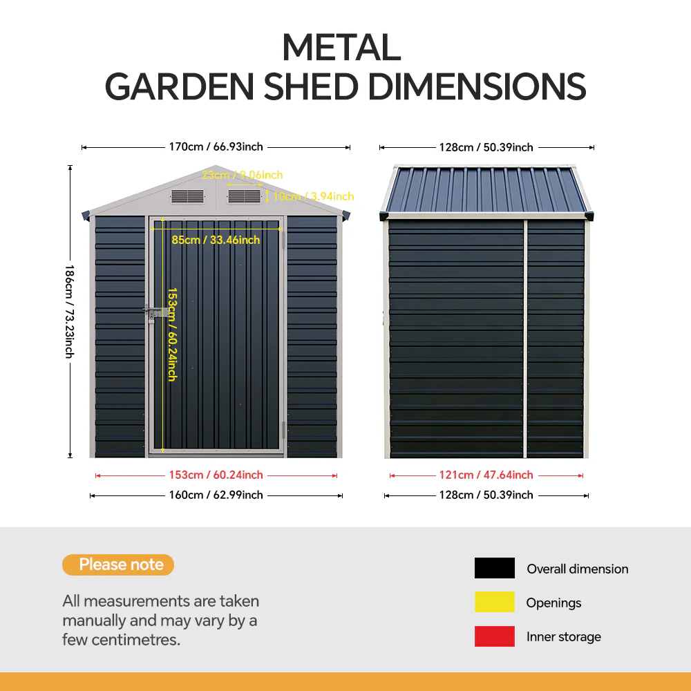 6*4FT/6*8FT Metal Apex Roof Garden Tool Storage Shed - Image 10