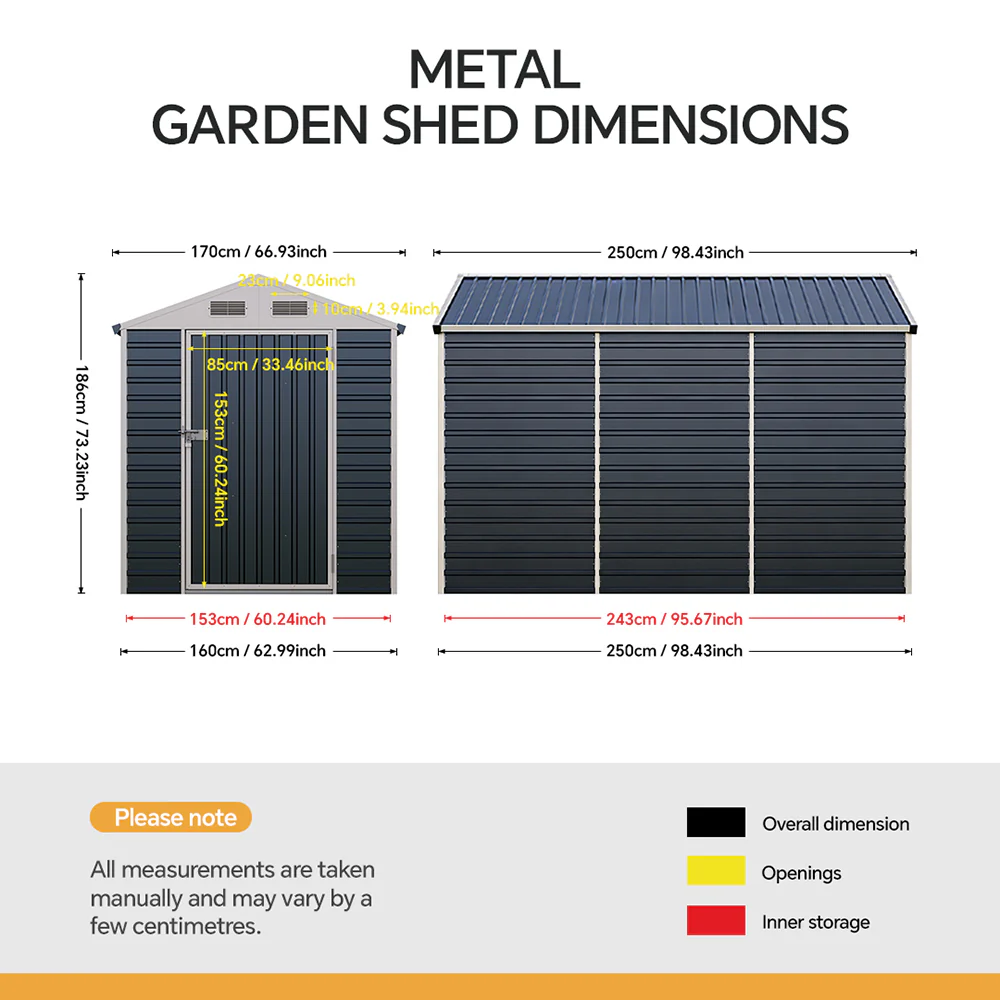 6*4FT/6*8FT Metal Apex Roof Garden Tool Storage Shed - Image 11