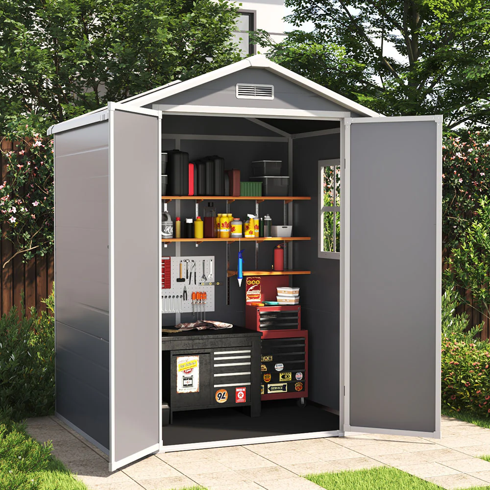 6*4FT Outdoor Plastic Garden Storage Shed - Image 2