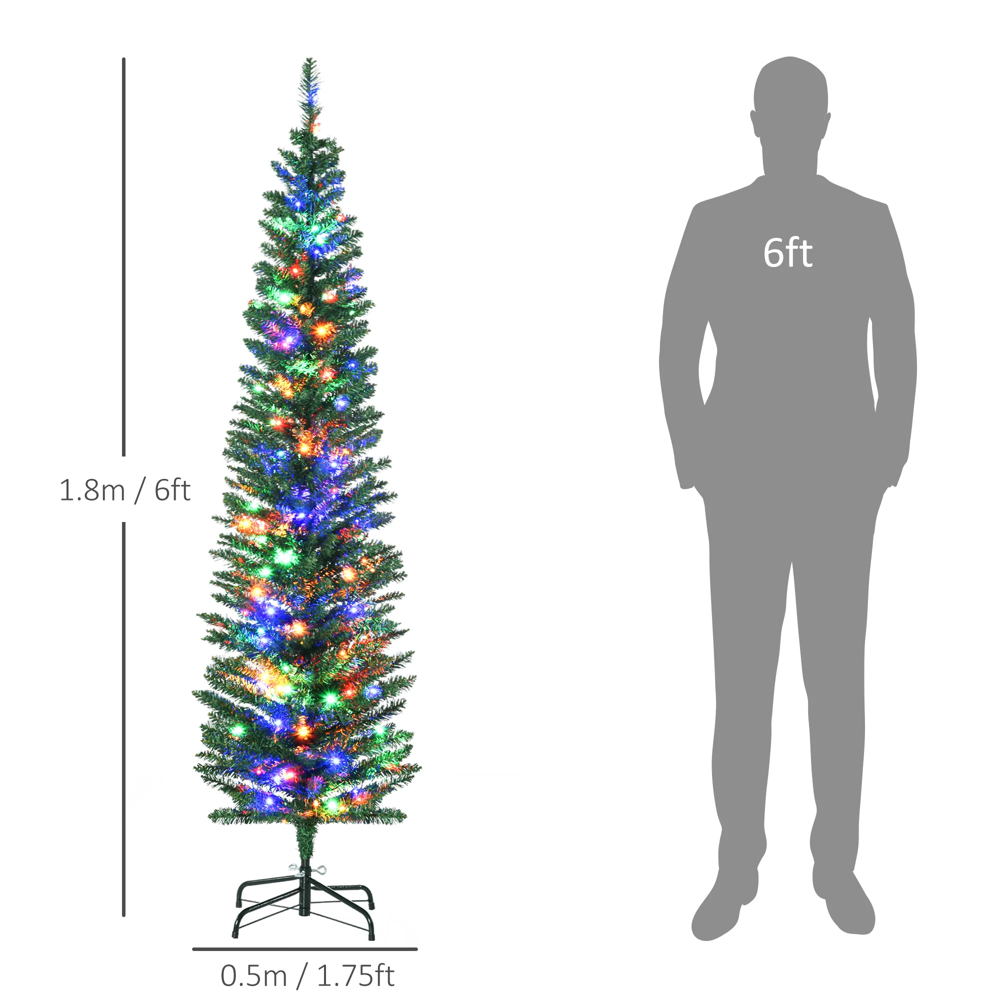 6' Artificial Prelit Christmas Trees Holiday Décor with Colourful LED Lights - Image 3