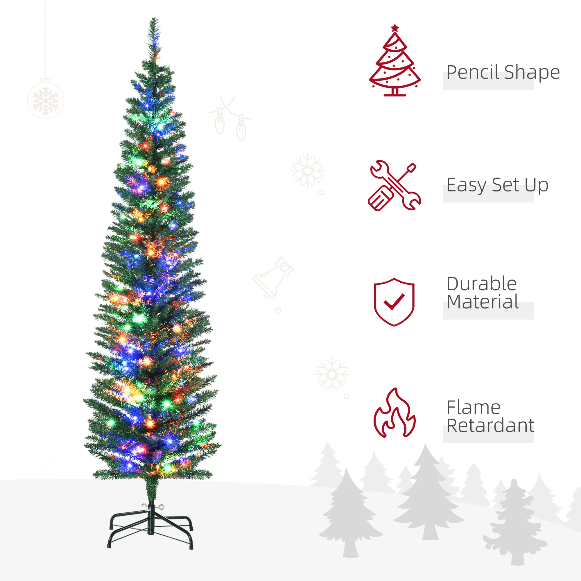 6' Artificial Prelit Christmas Trees Holiday Décor with Colourful LED Lights - Image 4