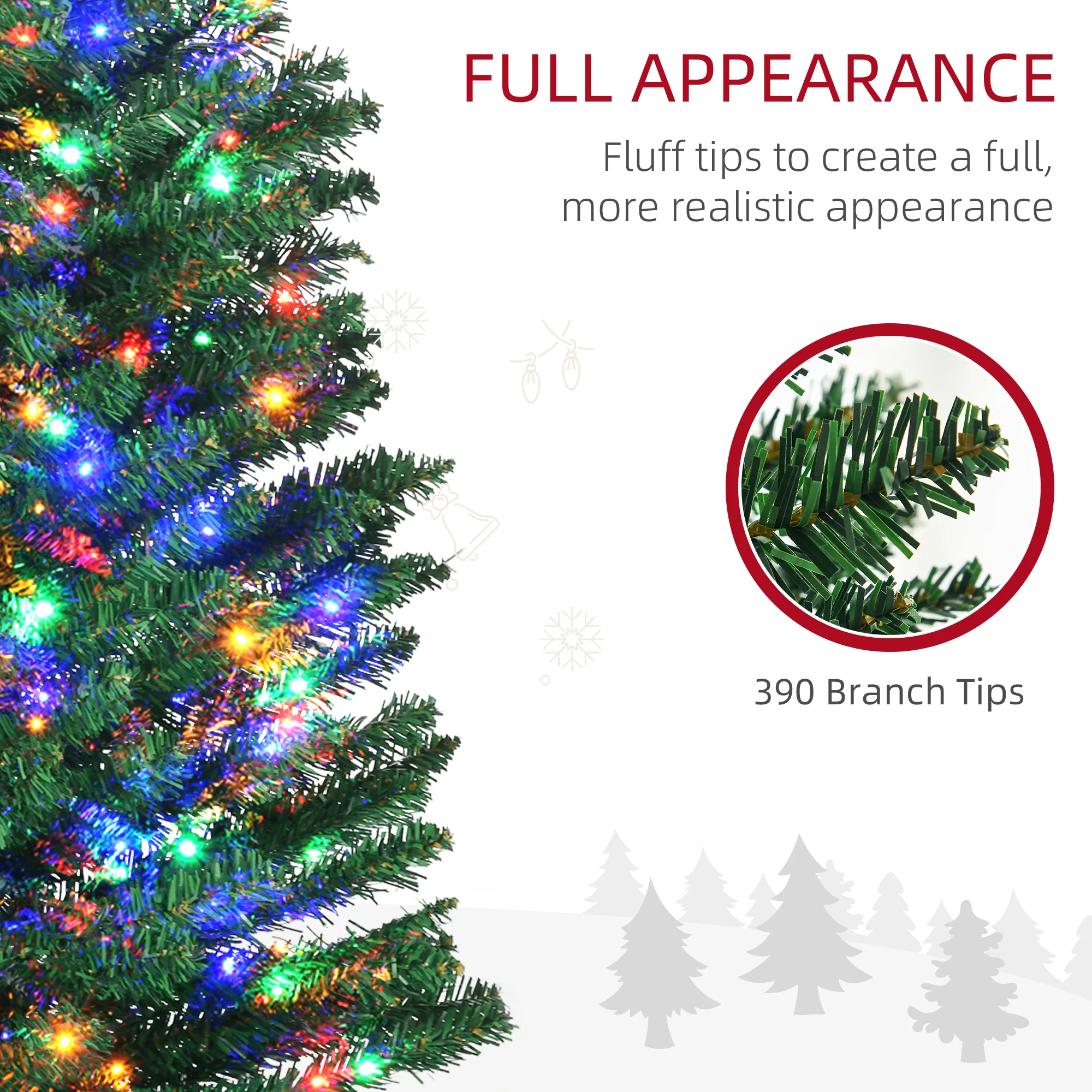 6' Artificial Prelit Christmas Trees Holiday Décor with Colourful LED Lights - Image 5
