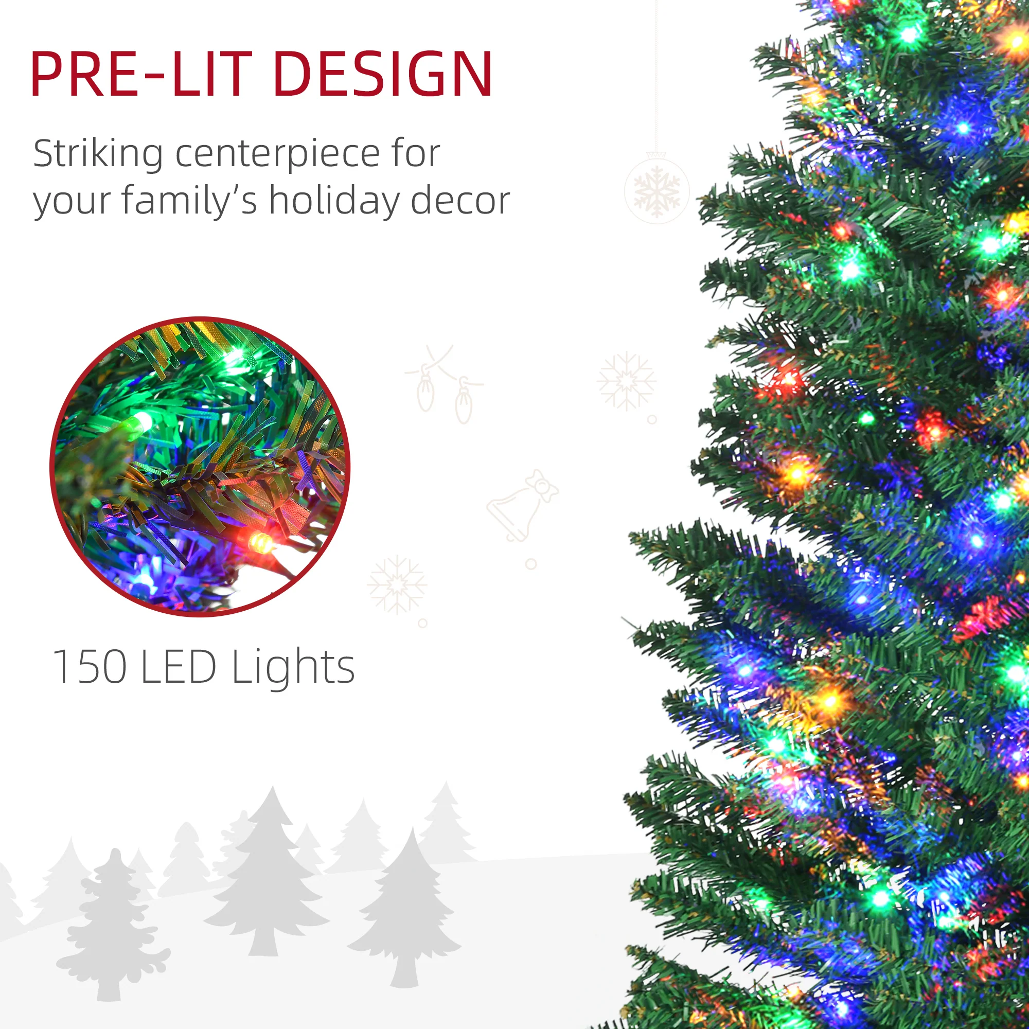 6' Artificial Prelit Christmas Trees Holiday Décor with Colourful LED Lights - Image 6