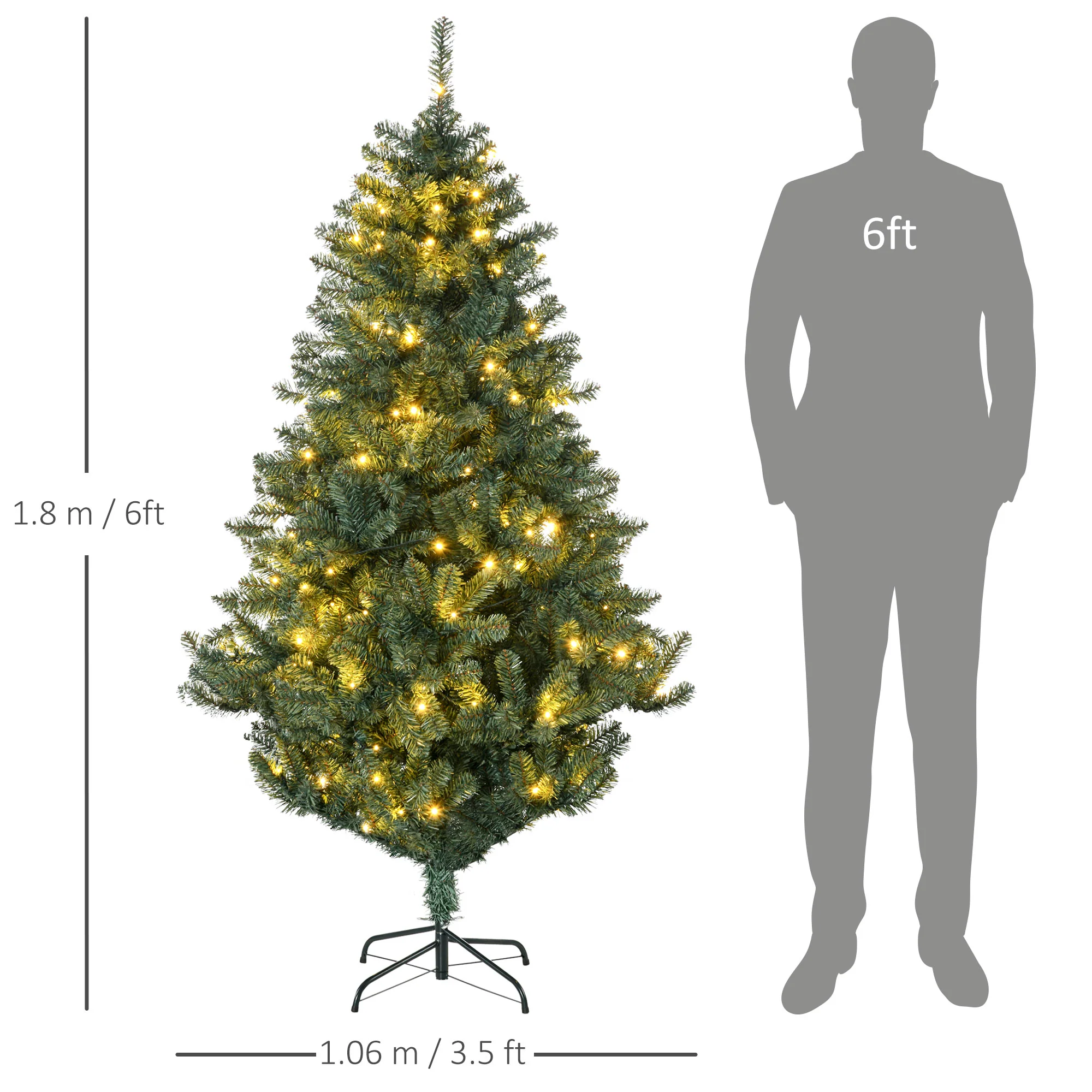 6' Artificial Prelit Christmas Trees Holiday Décor with Warm White LED Lights - Image 3