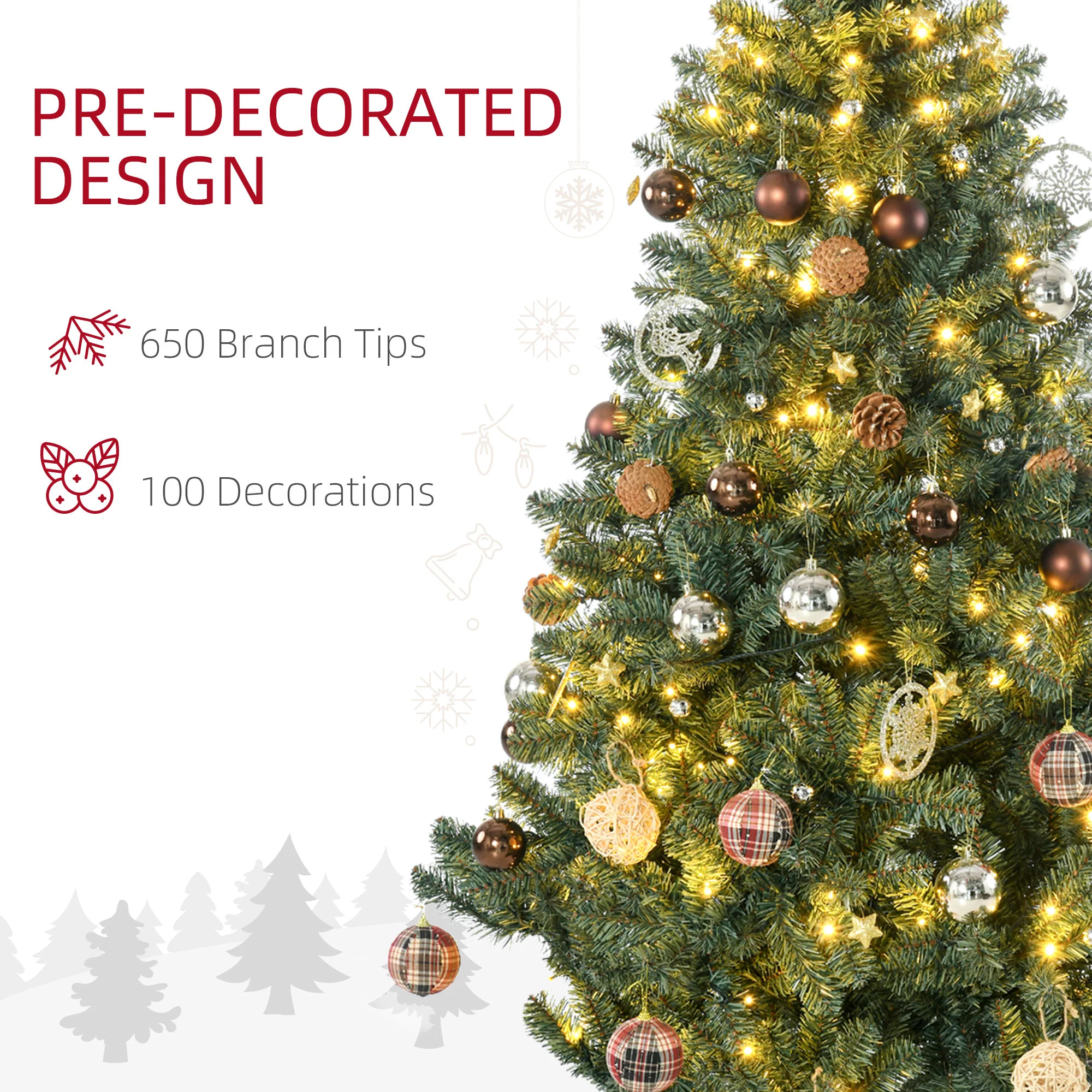 6' Artificial Prelit Christmas Trees Holiday Décor with Warm White LED Lights - Image 6