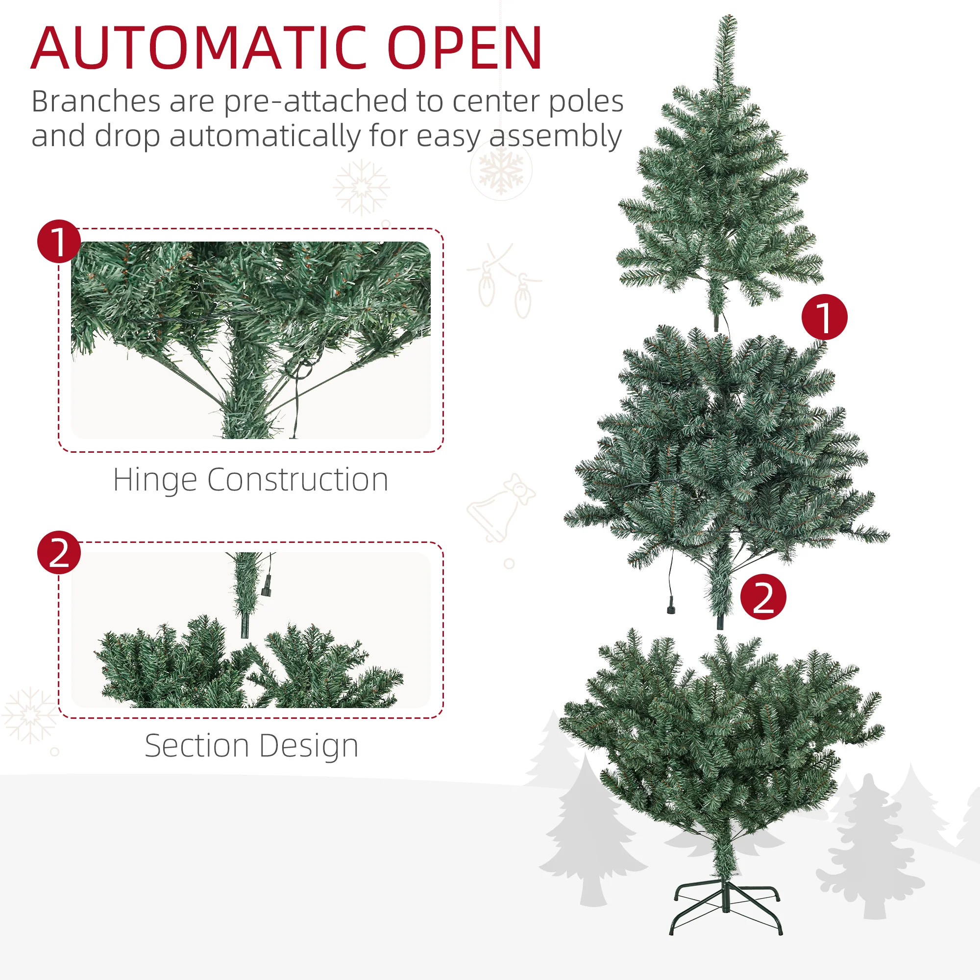 6' Artificial Prelit Christmas Trees Holiday Décor with Warm White LED Lights - Image 7