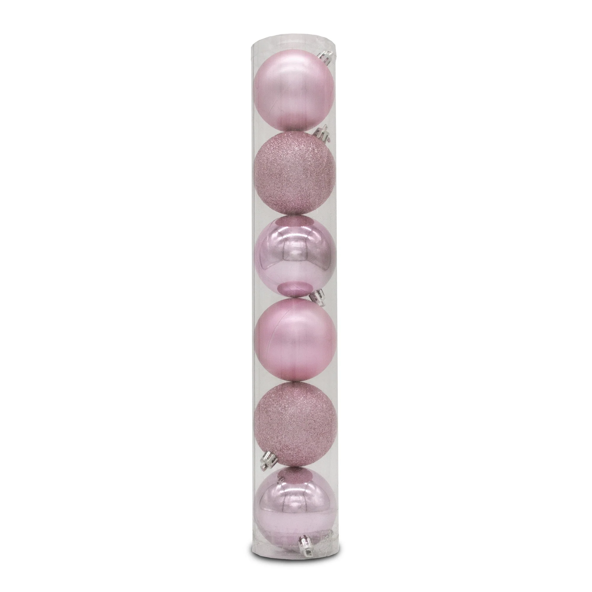 Christmas Sparkle Tube of 6 6cm Shatterproof Baubles in Silver - Image 3