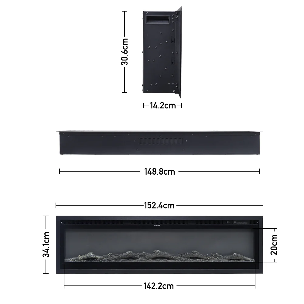 60 Inch Electric Fireplace With Remote 12 Flame Colours 1500W - Image 6