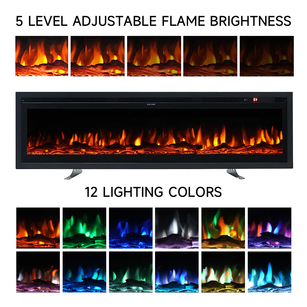 60 Inch Electric Fireplace With Remote 12 Flame Colours 1500W - Image 7