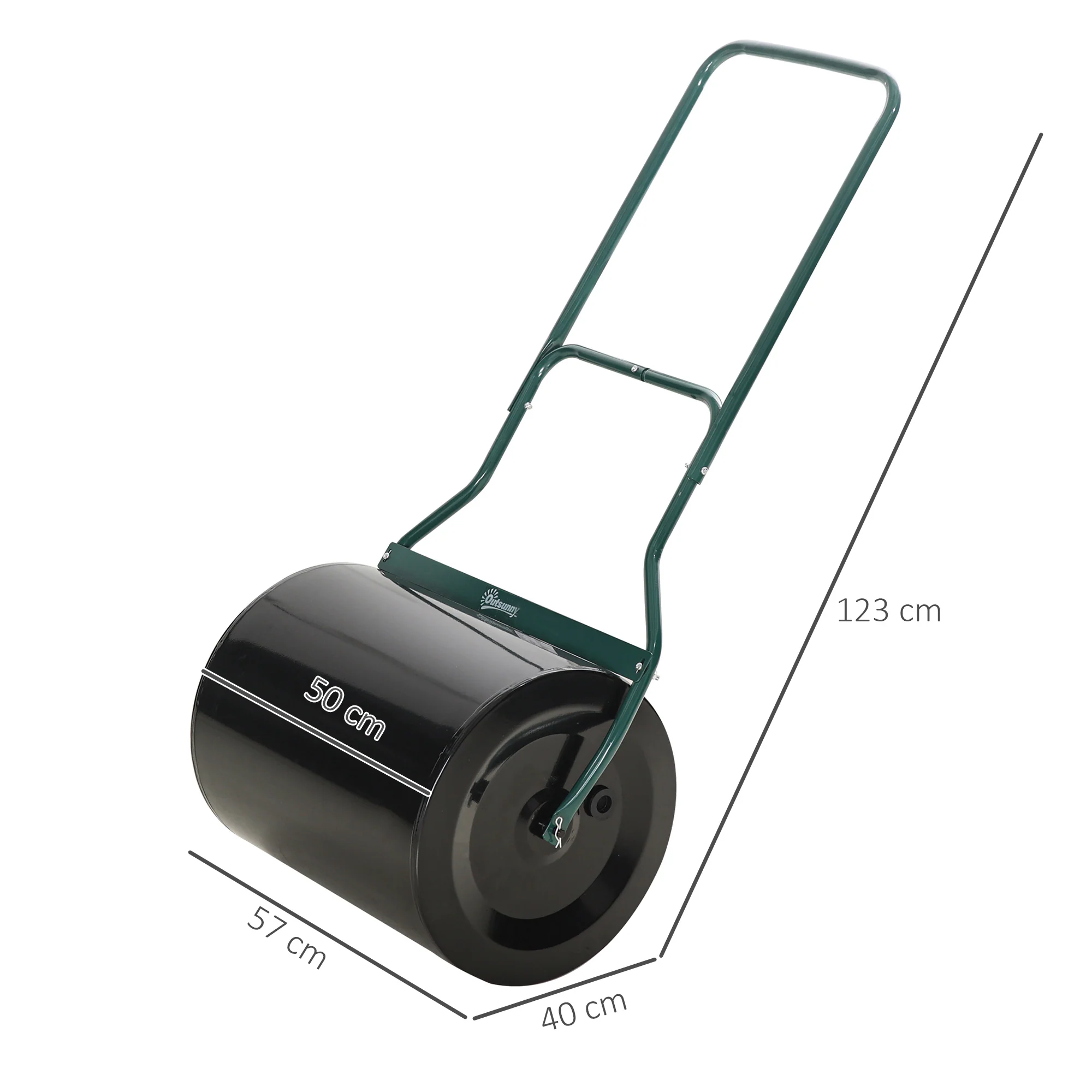 60L Steel Garden Roller Push Pull w/ Fillable Cylinder Water Rolling Drum - Image 4