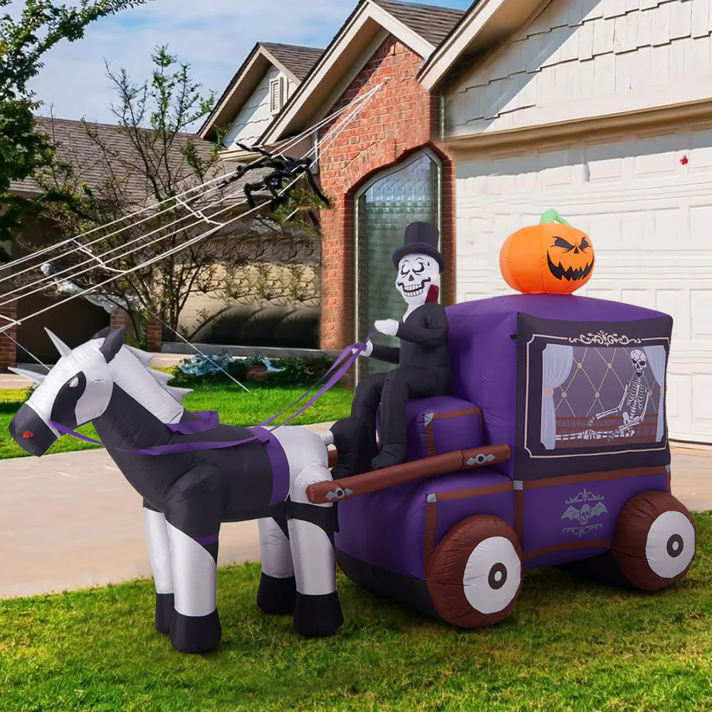 6ft Halloween Grim Reaper Carriage Inflatable With Build-In LED - Image 2