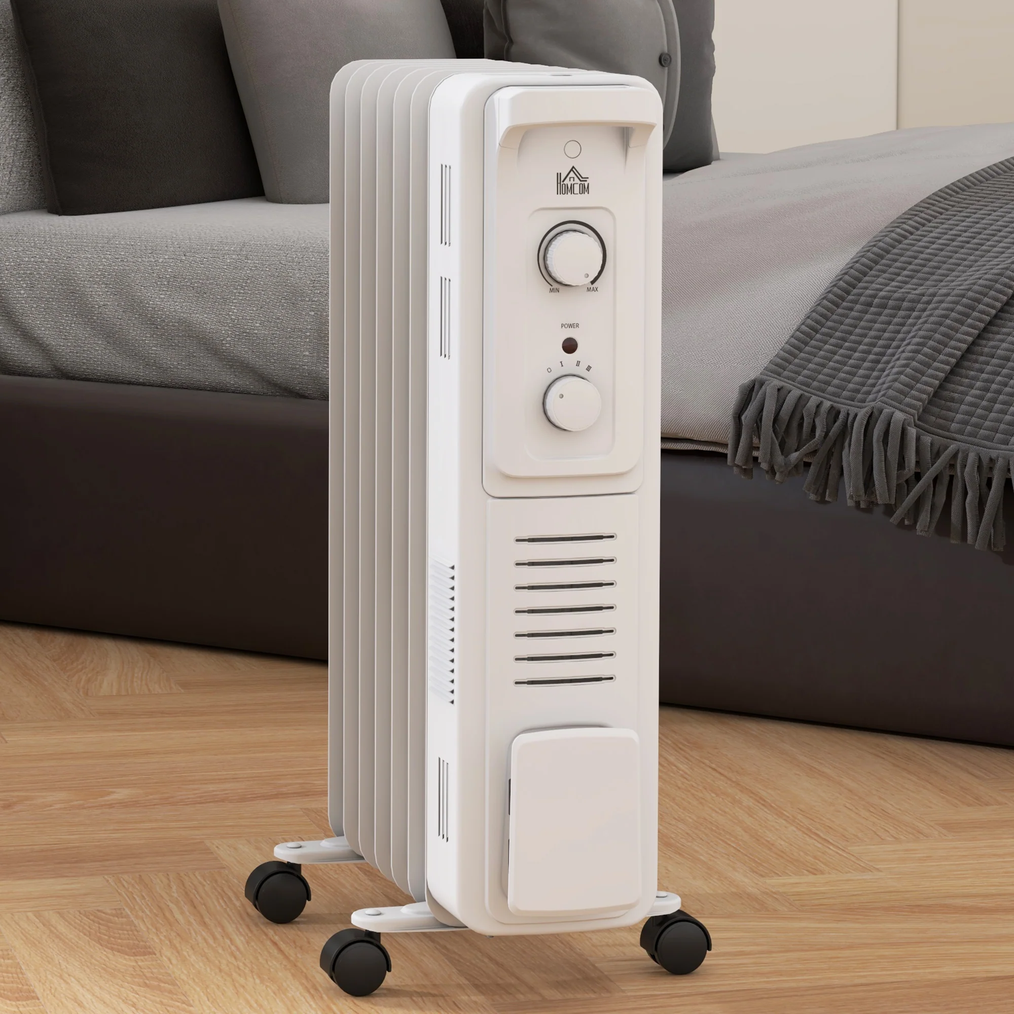 7 Fin Portable Oil Filled Radiator, Electric Heater With Safety Cut Off, White - Image 9