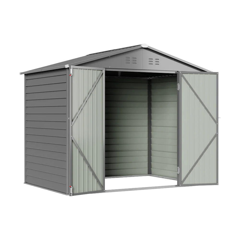 8*6FT Metal Apex Roof Garden Storage Shed - Image 5