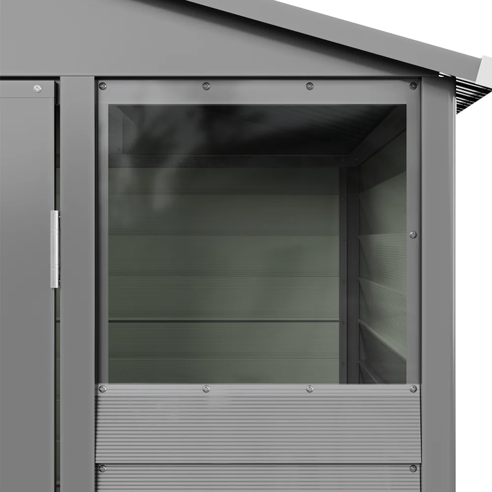 8*6FT Metal Apex Roof Garden Storage Shed - Image 8