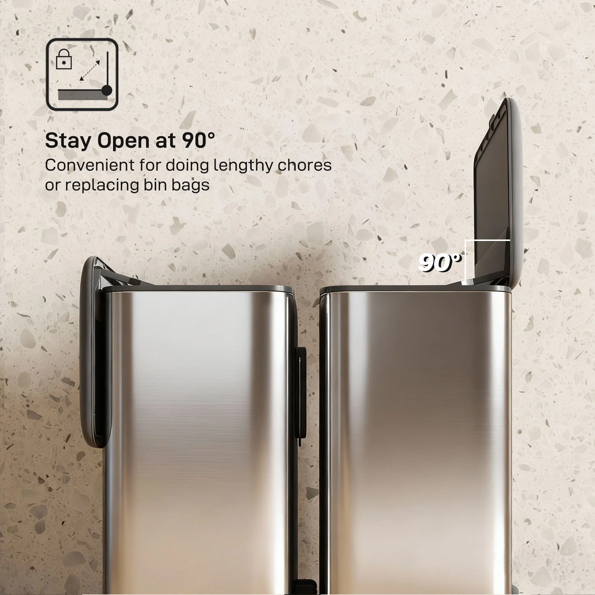 8L Hanging Kitchen Bin, Rubbish Bin W/ Stay-Open Lid For Under Sink - Image 4