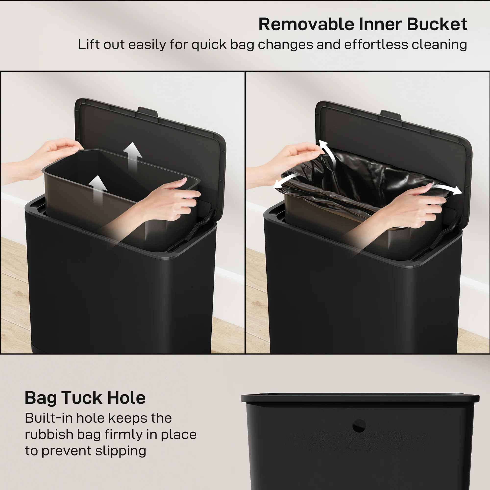 8L Hanging Kitchen Bin, Rubbish Bin W/ Stay-Open Lid For Under Sink - Image 6
