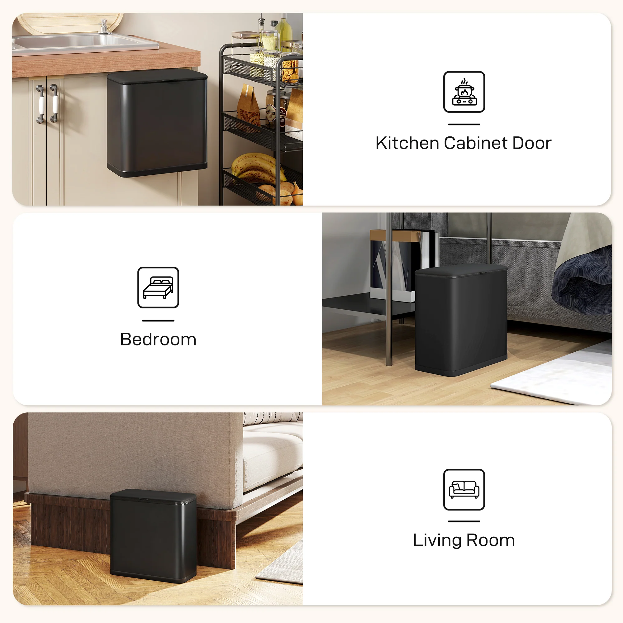 8L Hanging Kitchen Bin, Rubbish Bin W/ Stay-Open Lid For Under Sink - Image 8