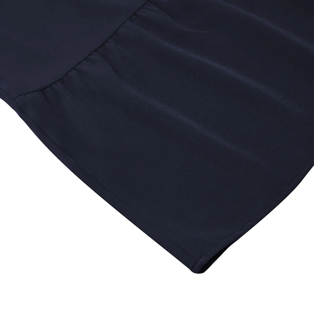 A-line Swing Pleated Midi Skirt - Navy - Image 5