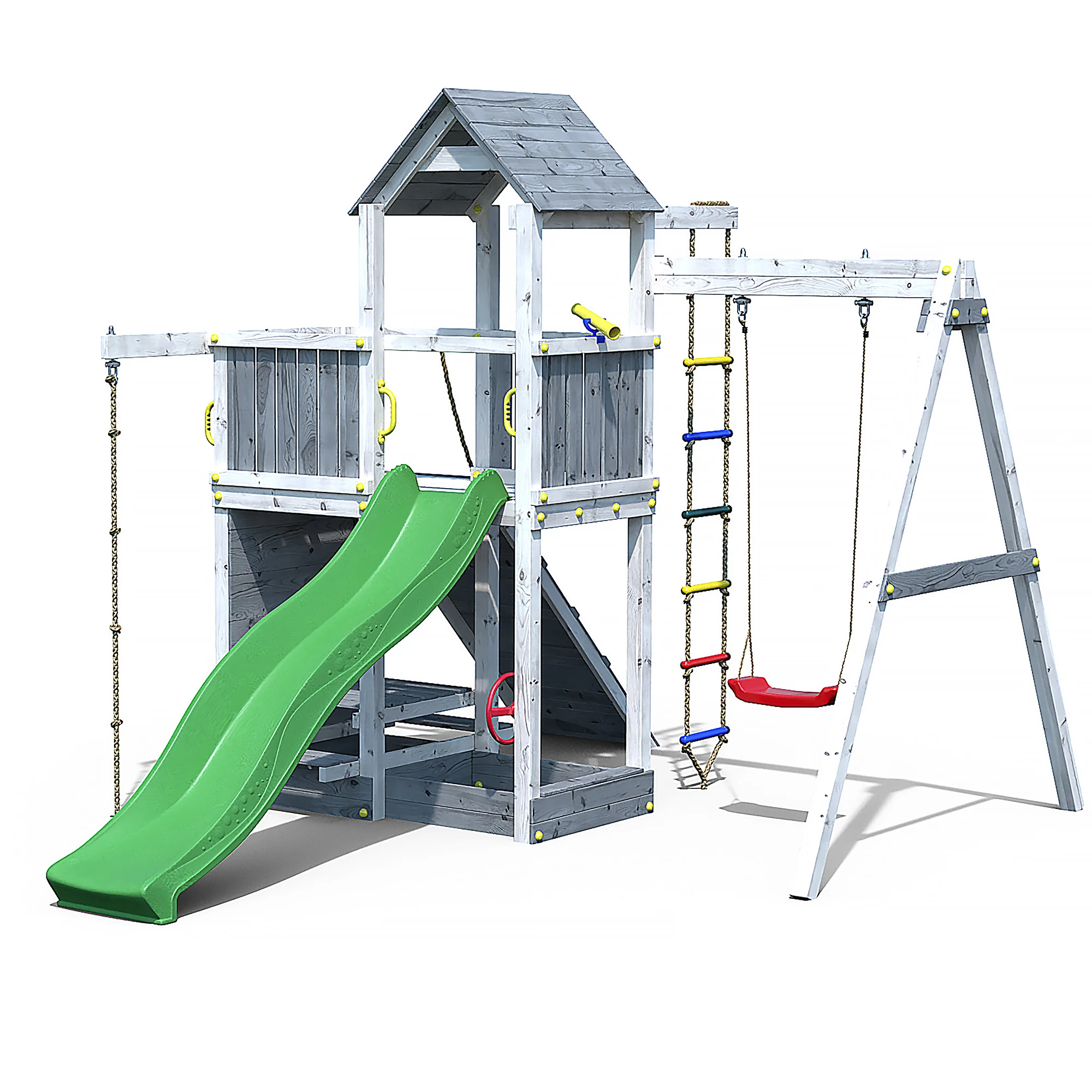 Activer Playfort In Grey & White - Climbing Frame With Swings And Slide - Image 4