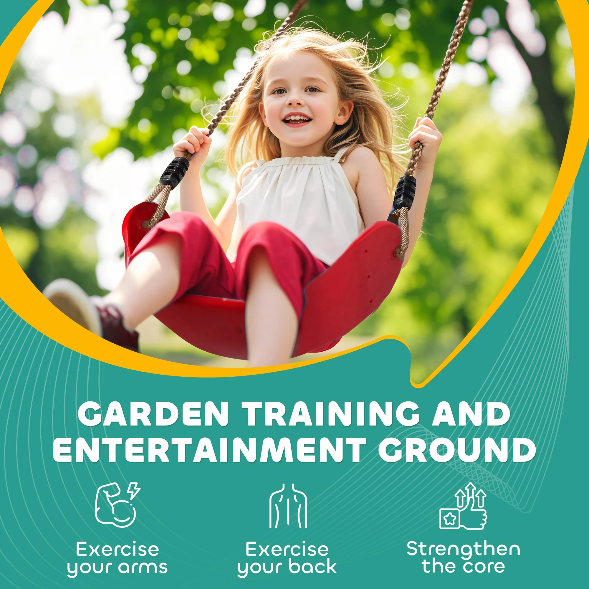 AIYAPLAY 10 Piece Zip Line Kit for Kids, for Outdoor Garden, Multicolour - Image 6