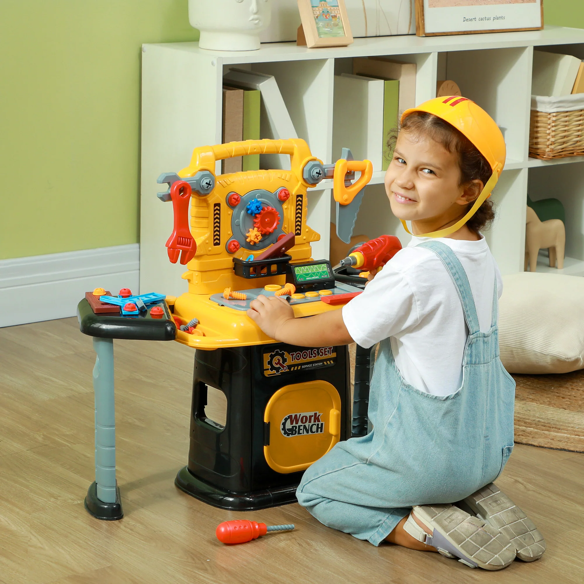 AIYAPLAY 102Pcs Play Tools Toy With Electric Drill, Storage, Yellow - Image 2