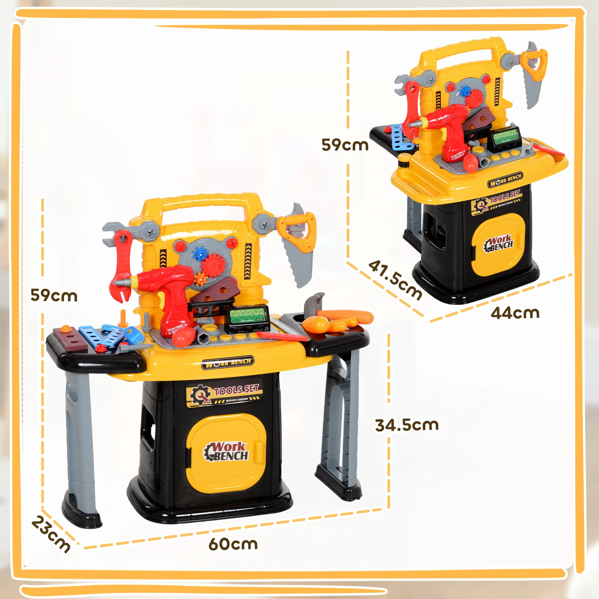AIYAPLAY 102Pcs Play Tools Toy With Electric Drill, Storage, Yellow - Image 5