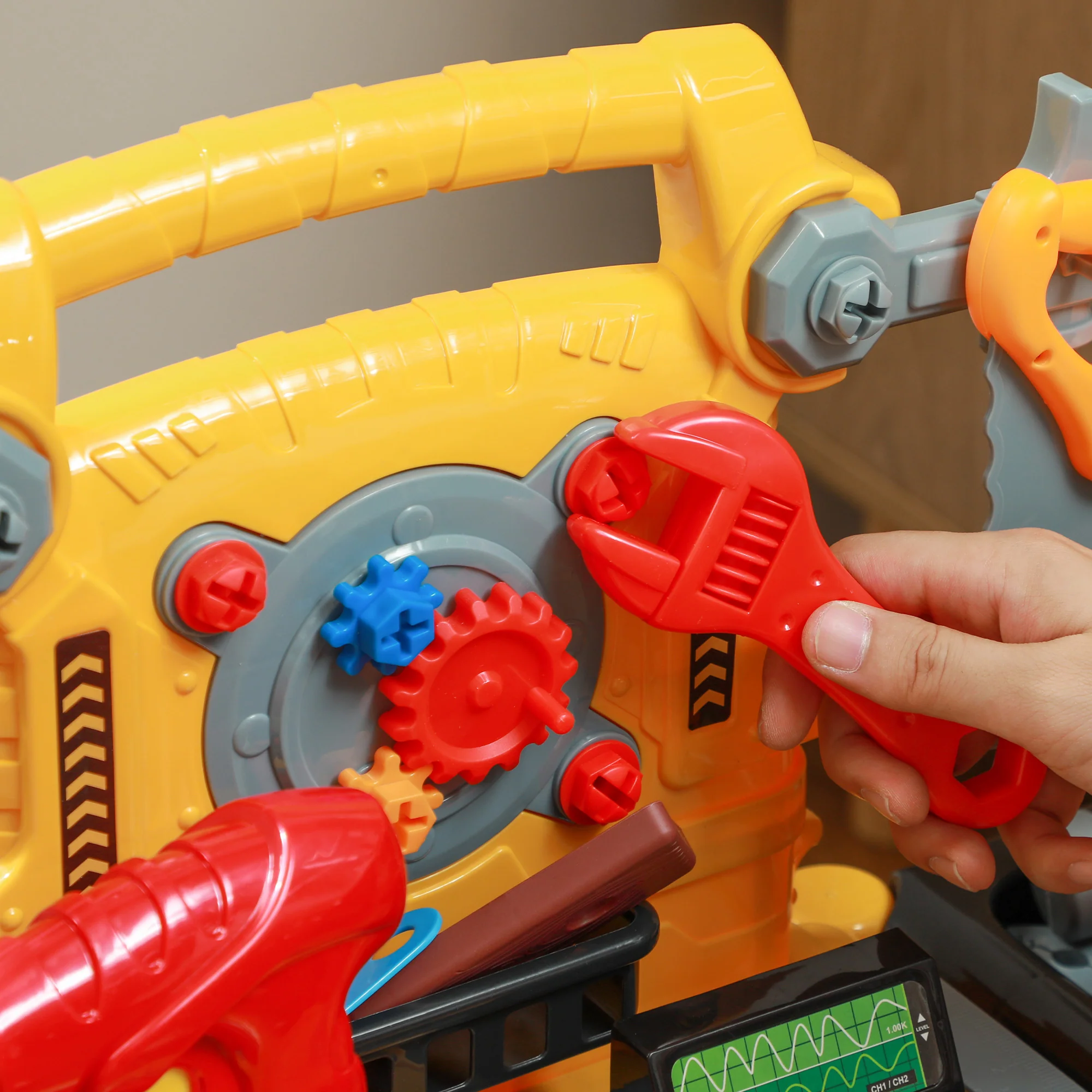 AIYAPLAY 102Pcs Play Tools Toy With Electric Drill, Storage, Yellow - Image 9