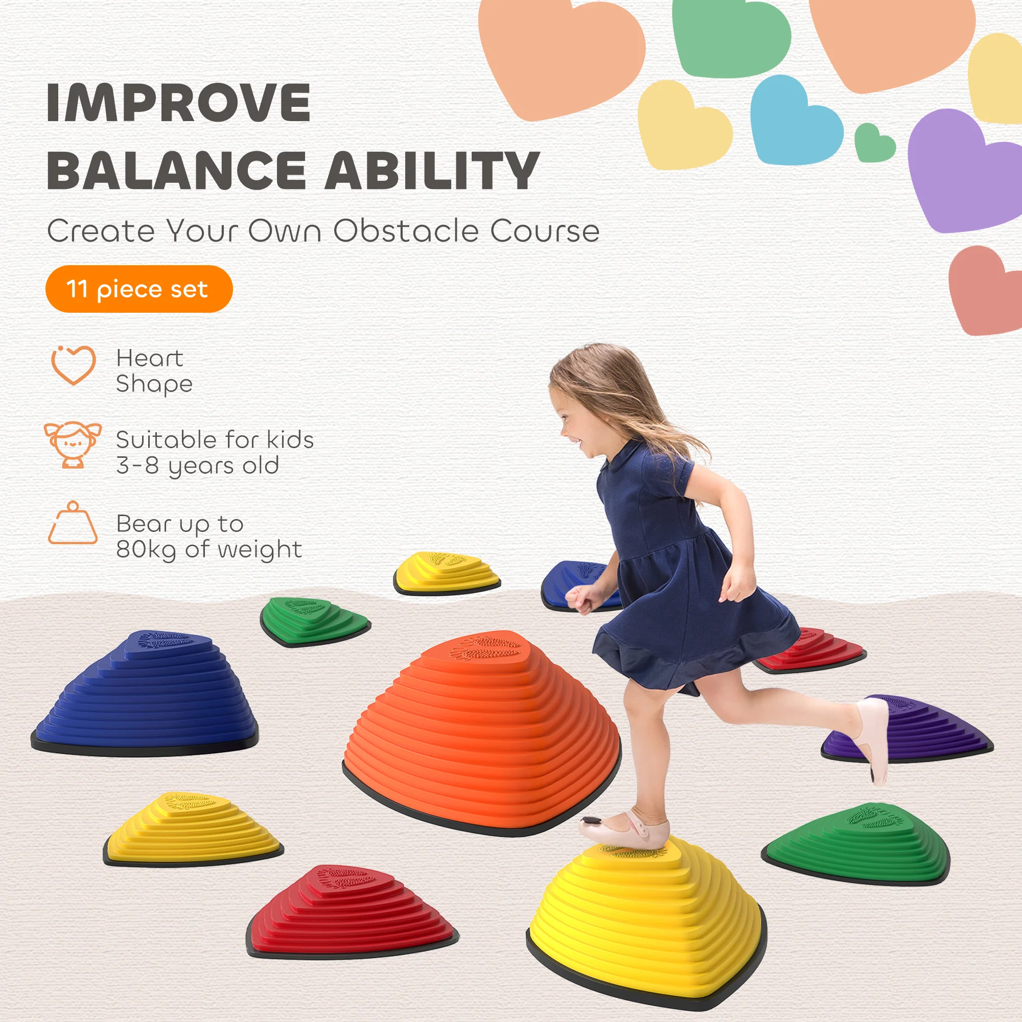 AIYAPLAY 11 Pieces Stepping Stones For Balance And Motor Skills - Image 3