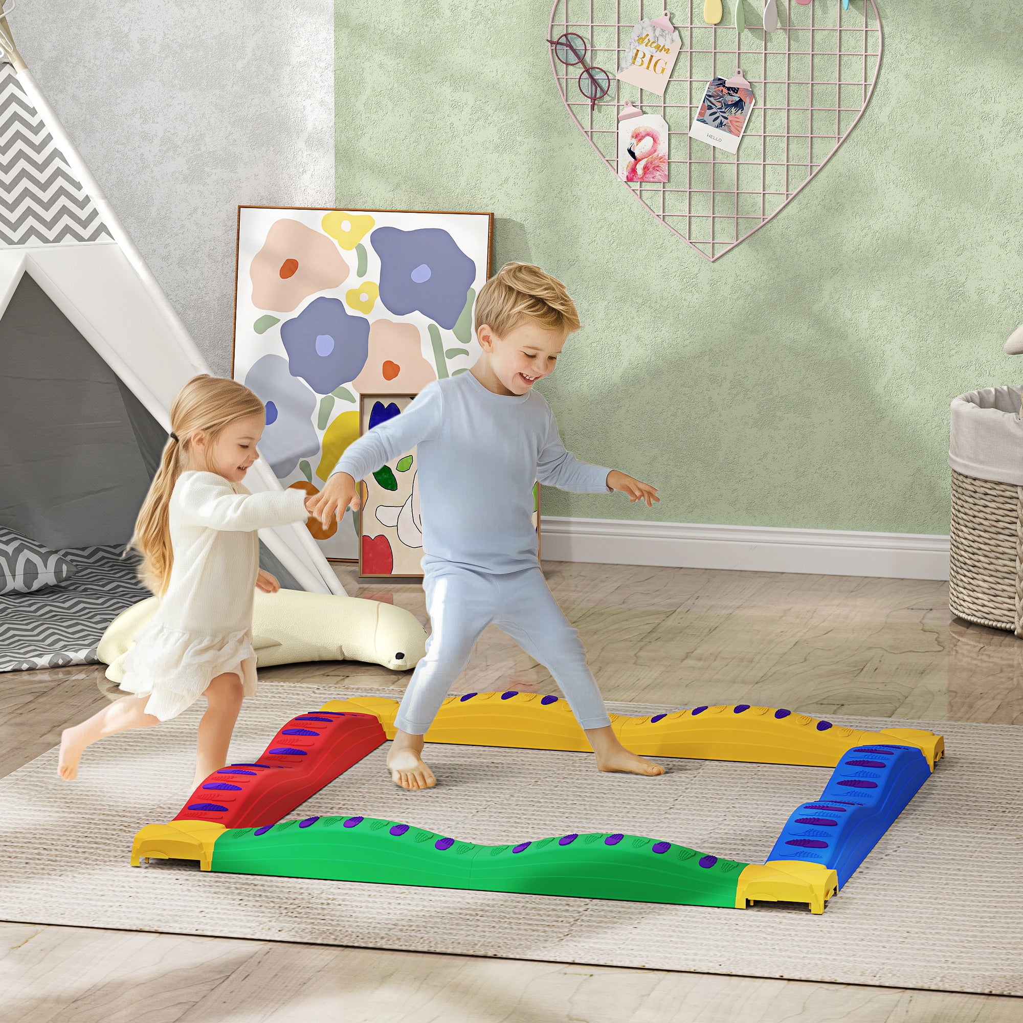 AIYAPLAY 12PCs Kids Balance Beam Stepping Stones With Non-Slip Foot Pads - Image 3
