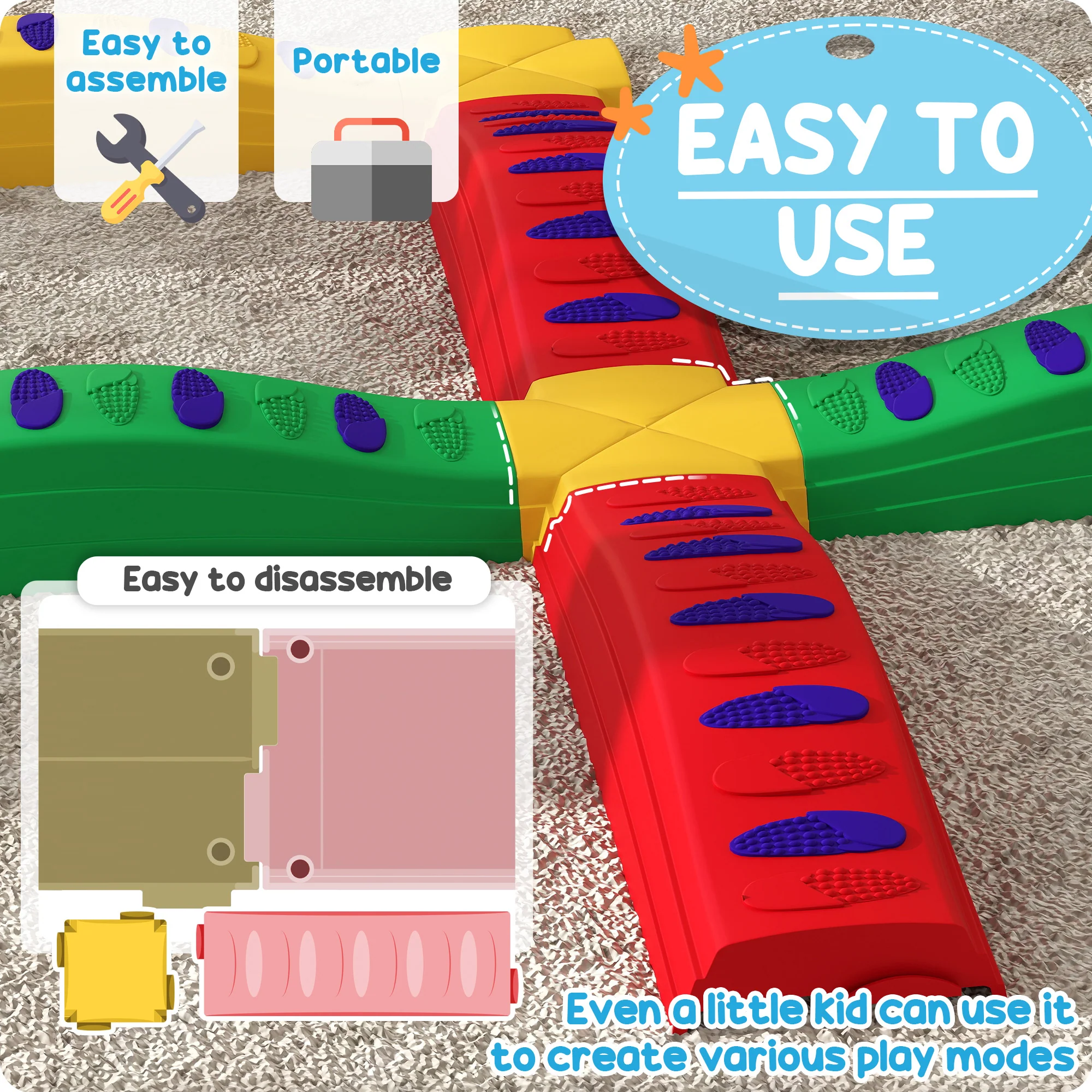 AIYAPLAY 12PCs Kids Balance Beam Stepping Stones With Non-Slip Foot Pads - Image 5