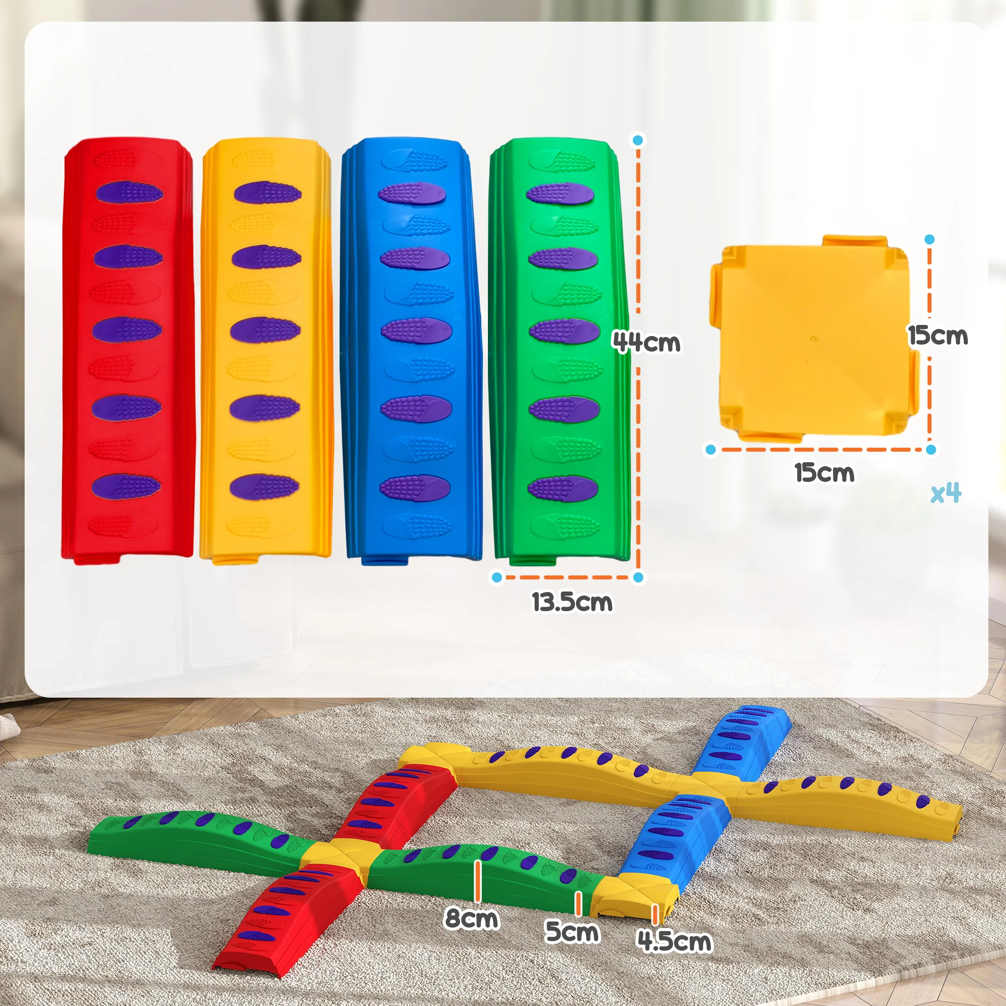 AIYAPLAY 12PCs Kids Balance Beam Stepping Stones With Non-Slip Foot Pads - Image 6