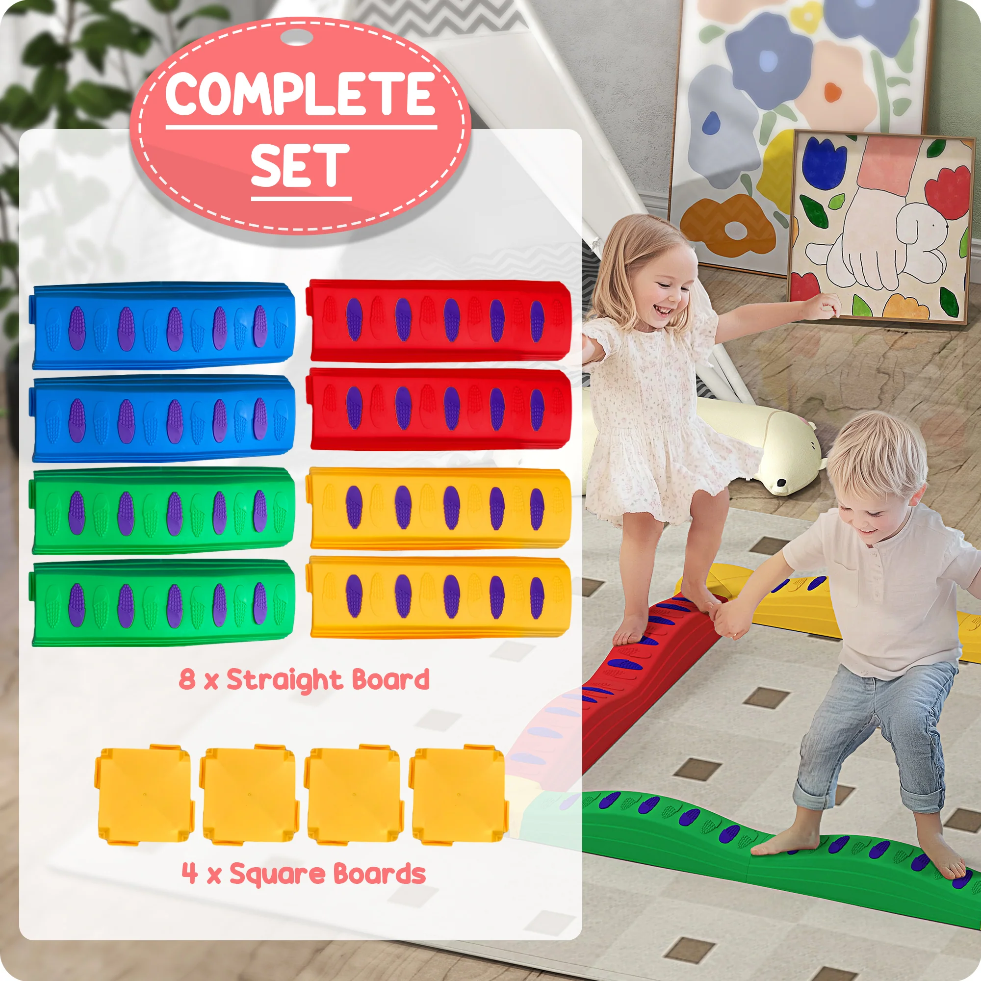 AIYAPLAY 12PCs Kids Balance Beam Stepping Stones With Non-Slip Foot Pads - Image 8