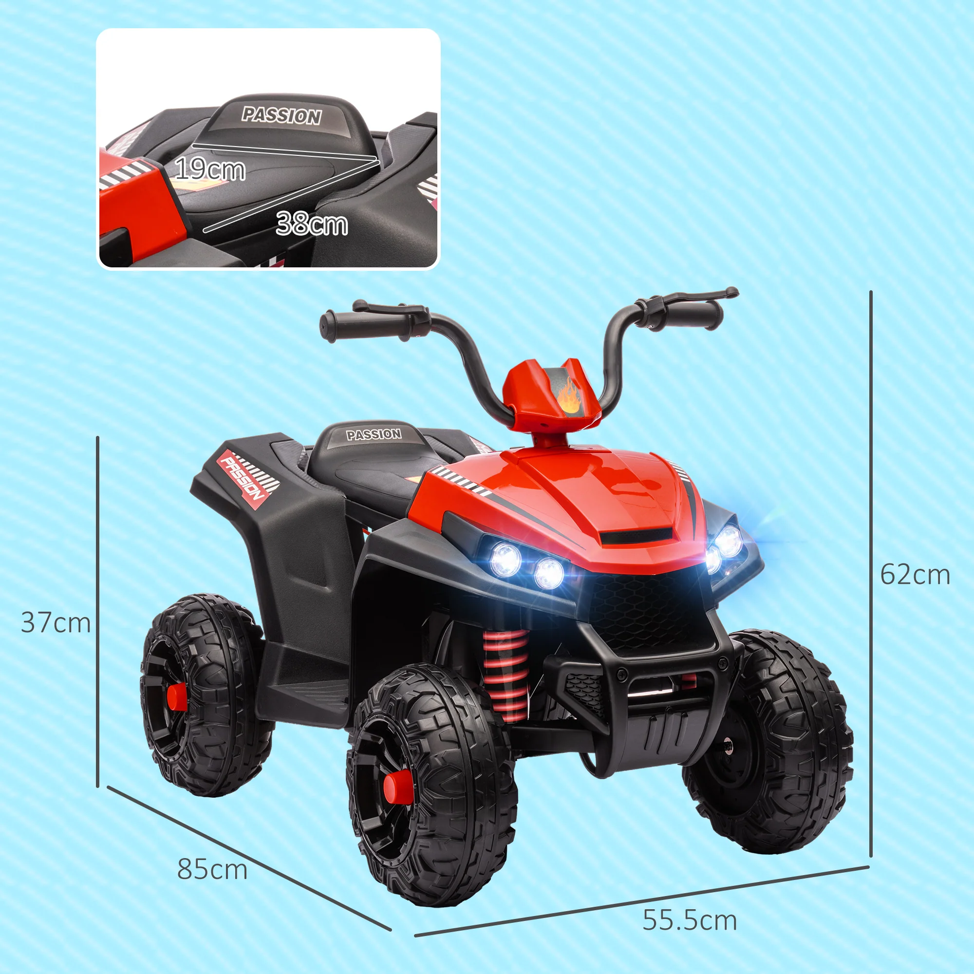 AIYAPLAY 12V Kids Electric Quad Bike With 4 Wheels Spring Suspension - Image 5
