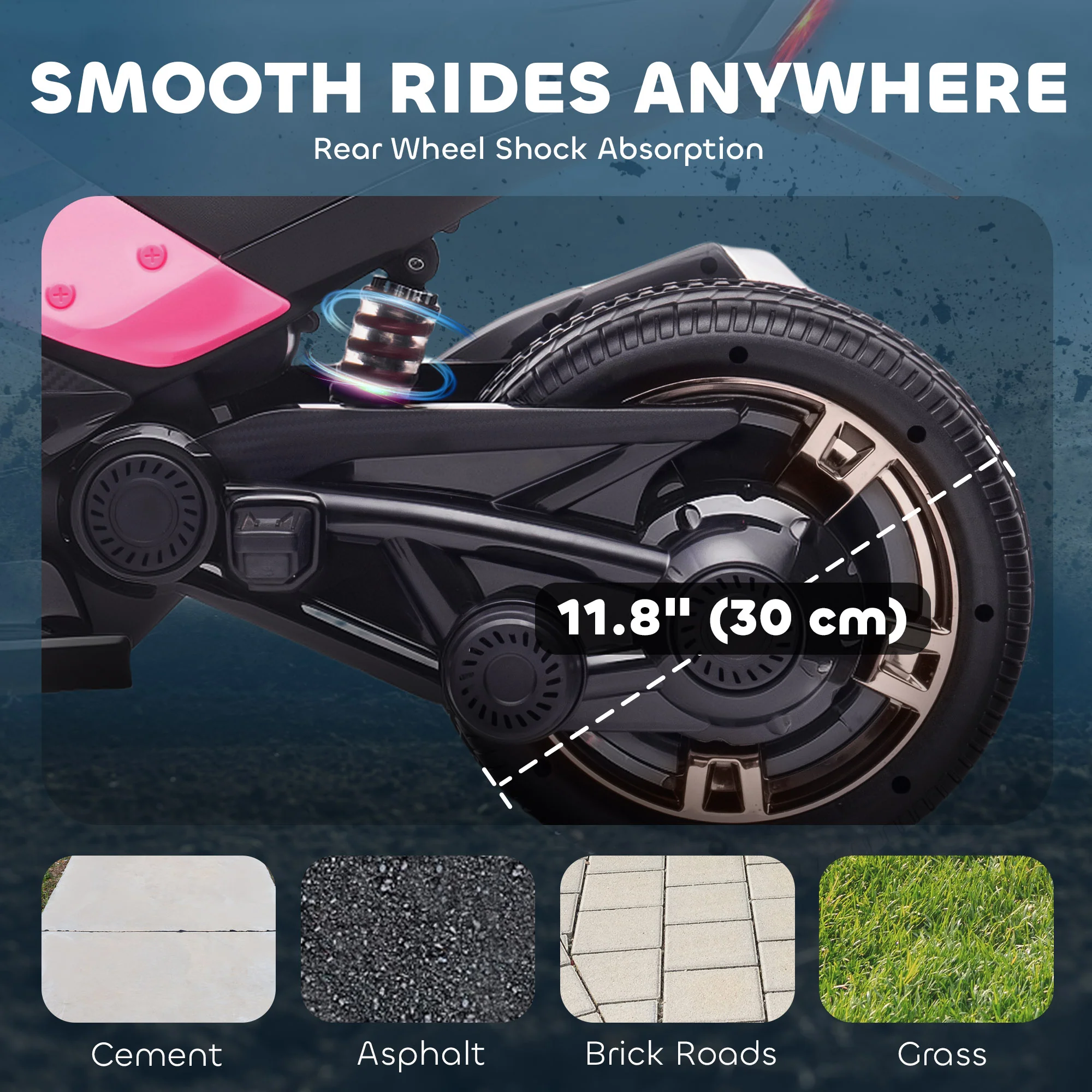 AIYAPLAY 12V Kids Electric Ride On Car, Battery Powered Ride On ATV, Pink - Image 6