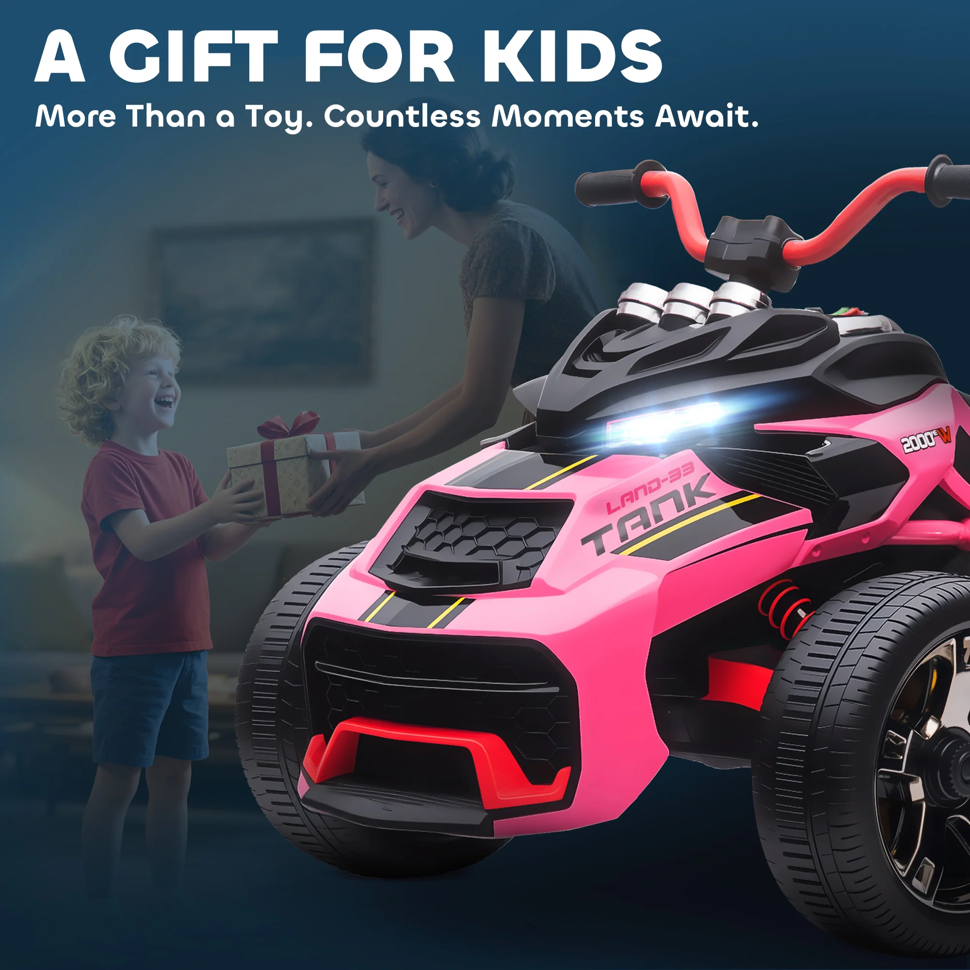 AIYAPLAY 12V Kids Electric Ride On Car, Battery Powered Ride On ATV, Pink - Image 9