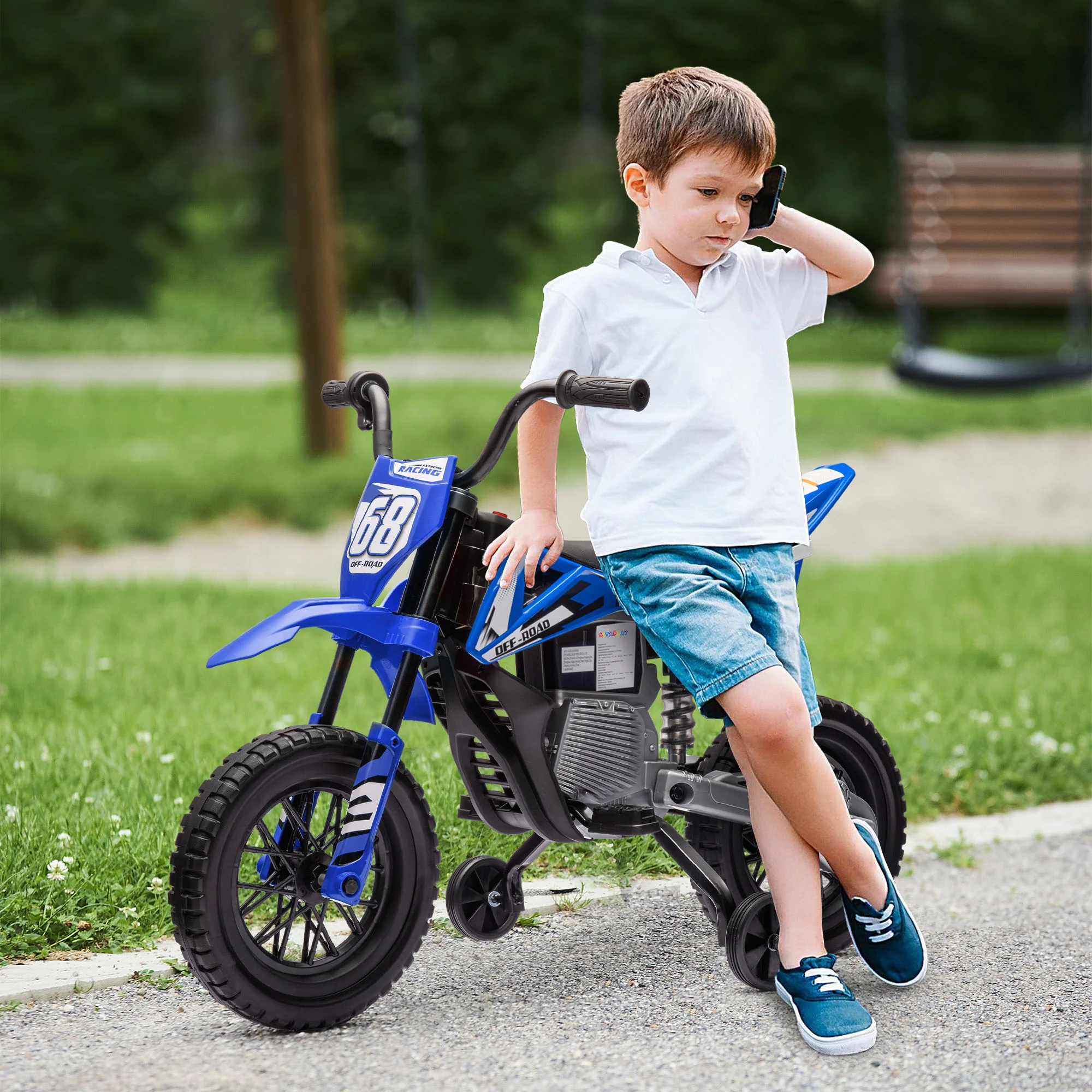AIYAPLAY 12V Kids Orange Electric Motorbike W/ Twist Grip Throttle, Music - Image 11