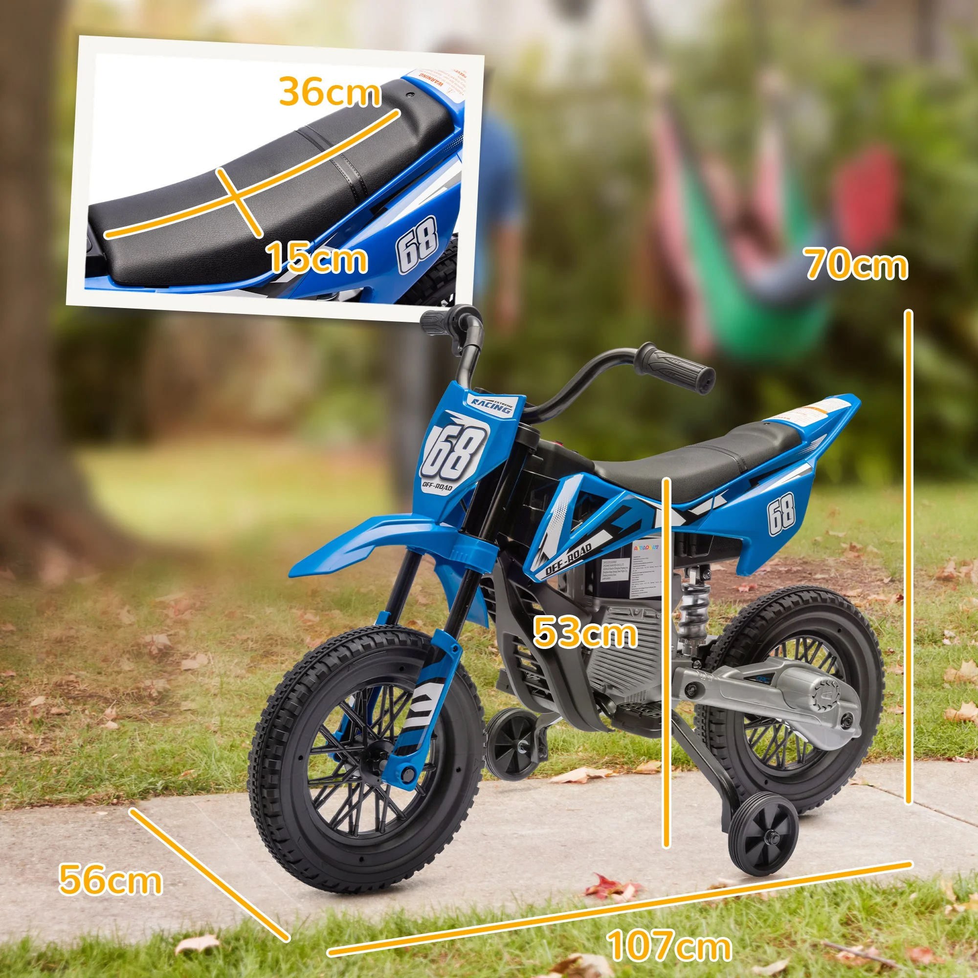 AIYAPLAY 12V Kids Orange Electric Motorbike W/ Twist Grip Throttle, Music - Image 14