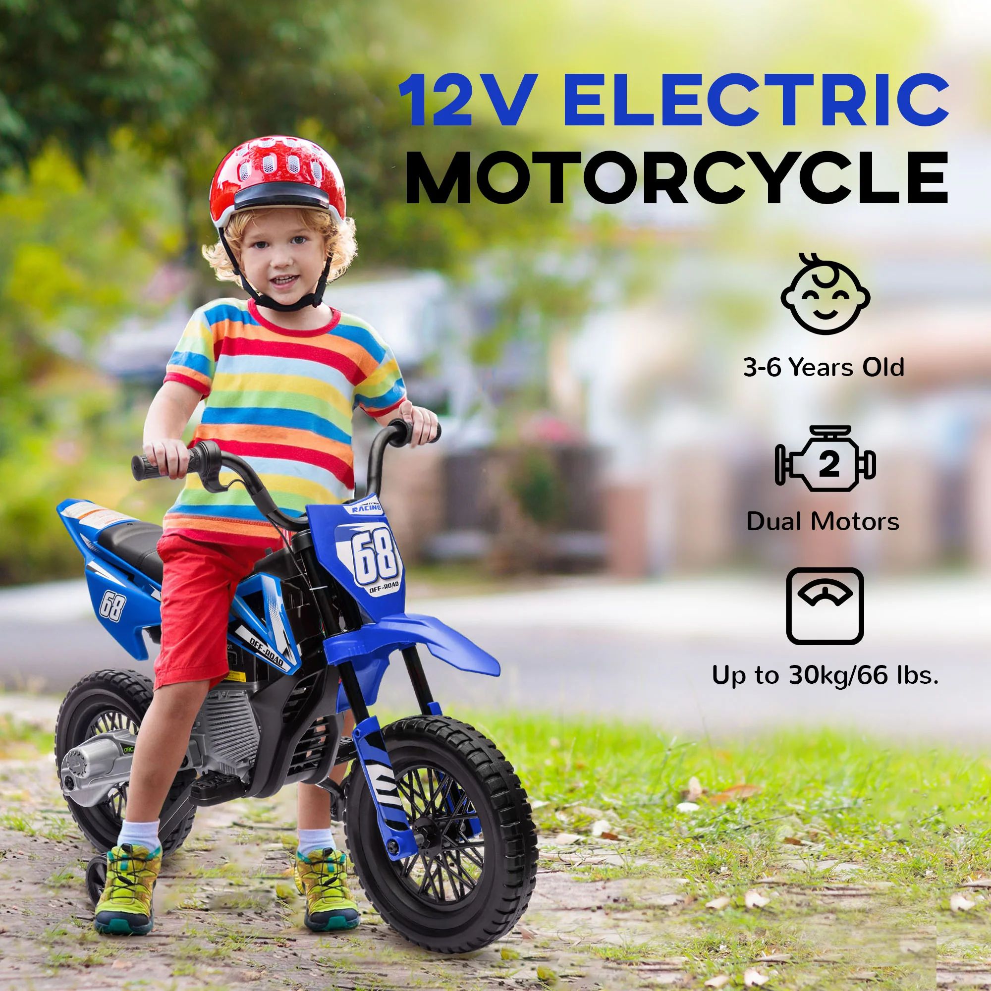 AIYAPLAY 12V Kids Orange Electric Motorbike W/ Twist Grip Throttle, Music - Image 15
