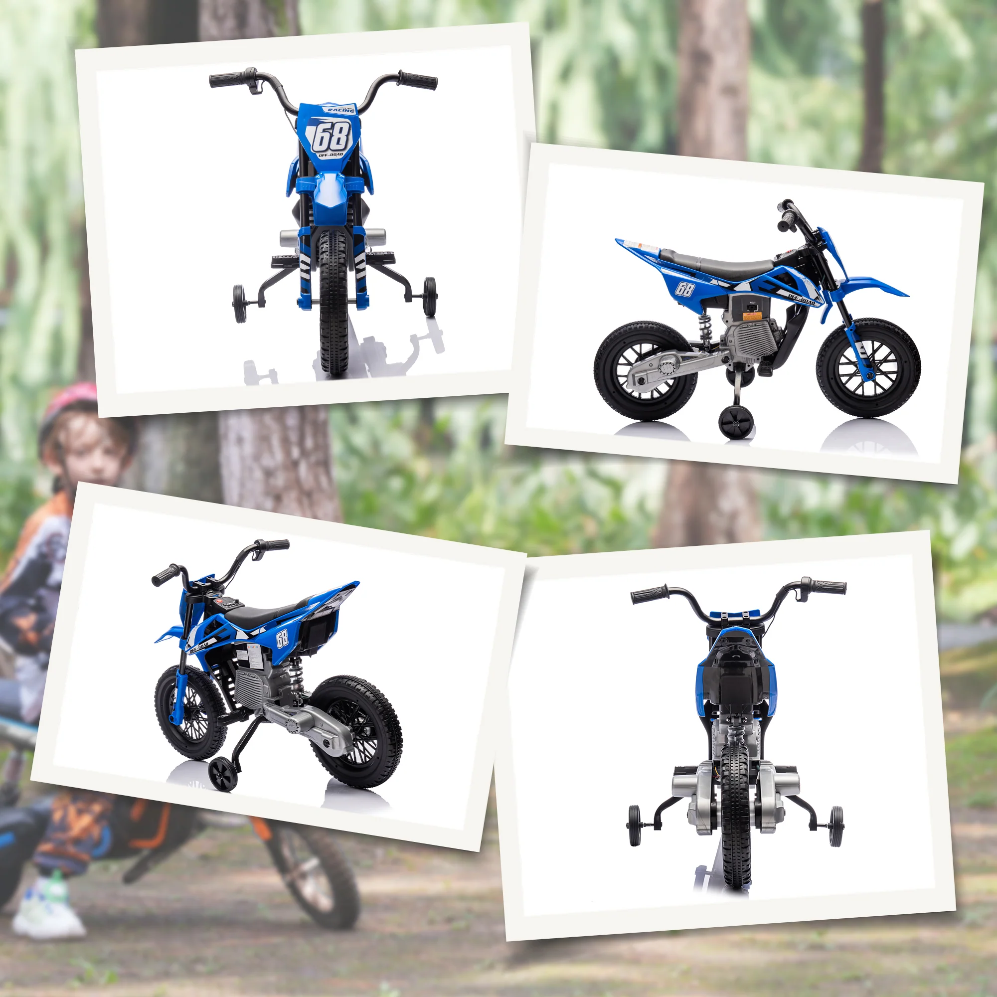 AIYAPLAY 12V Kids Orange Electric Motorbike W/ Twist Grip Throttle, Music - Image 18