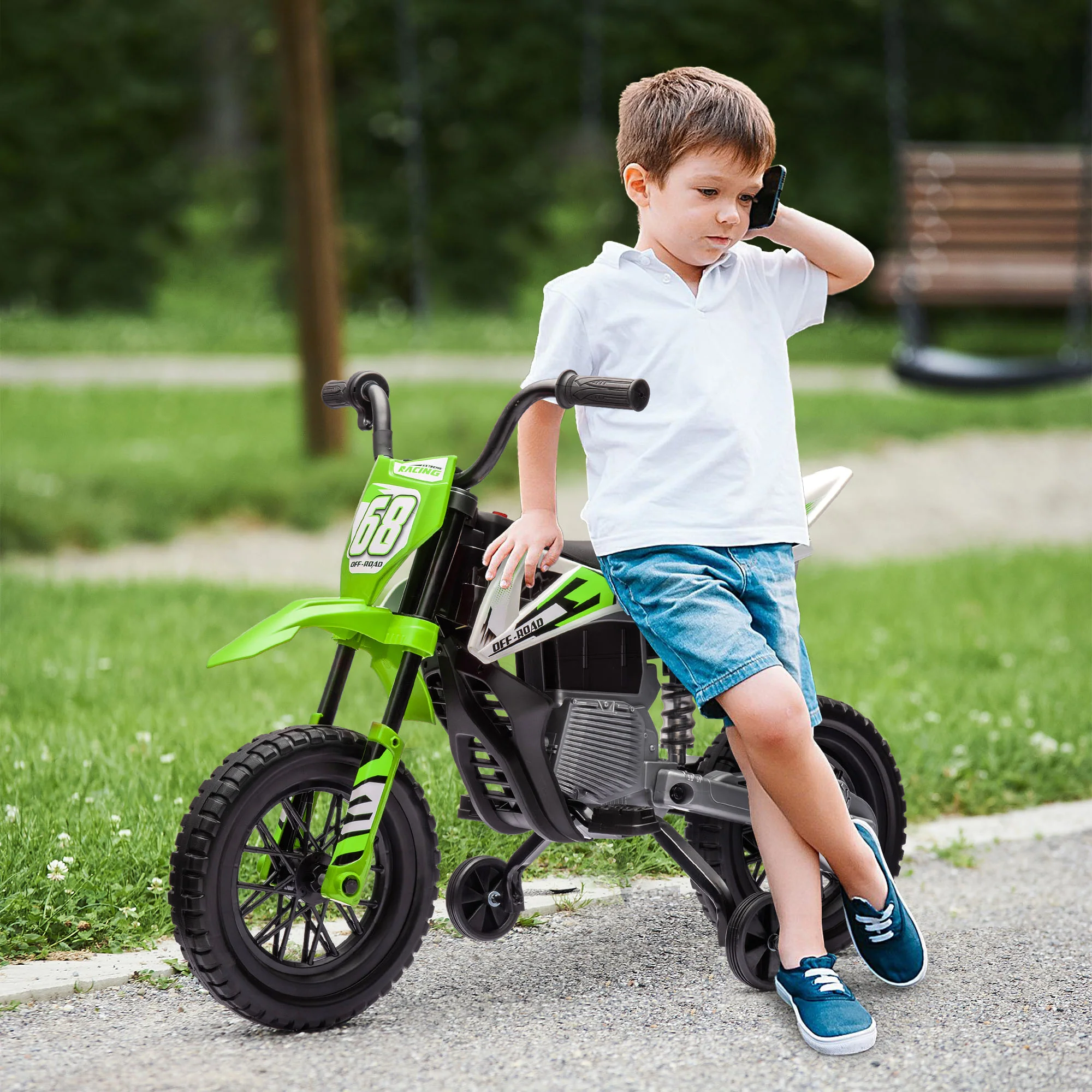 AIYAPLAY 12V Kids Orange Electric Motorbike W/ Twist Grip Throttle, Music - Image 20