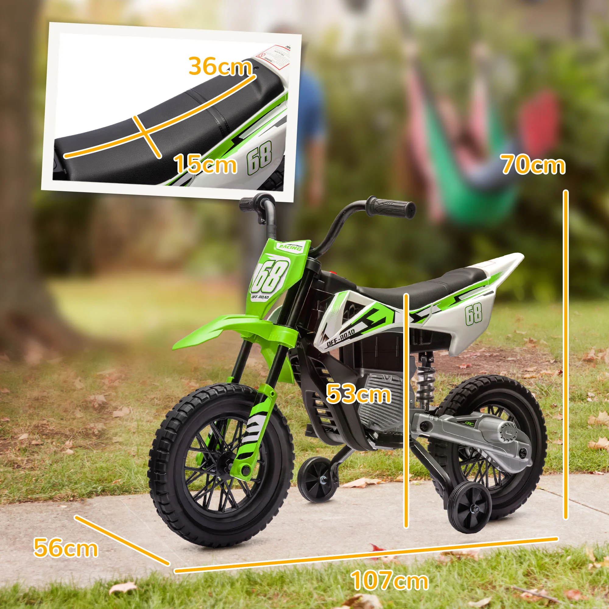 AIYAPLAY 12V Kids Orange Electric Motorbike W/ Twist Grip Throttle, Music - Image 23