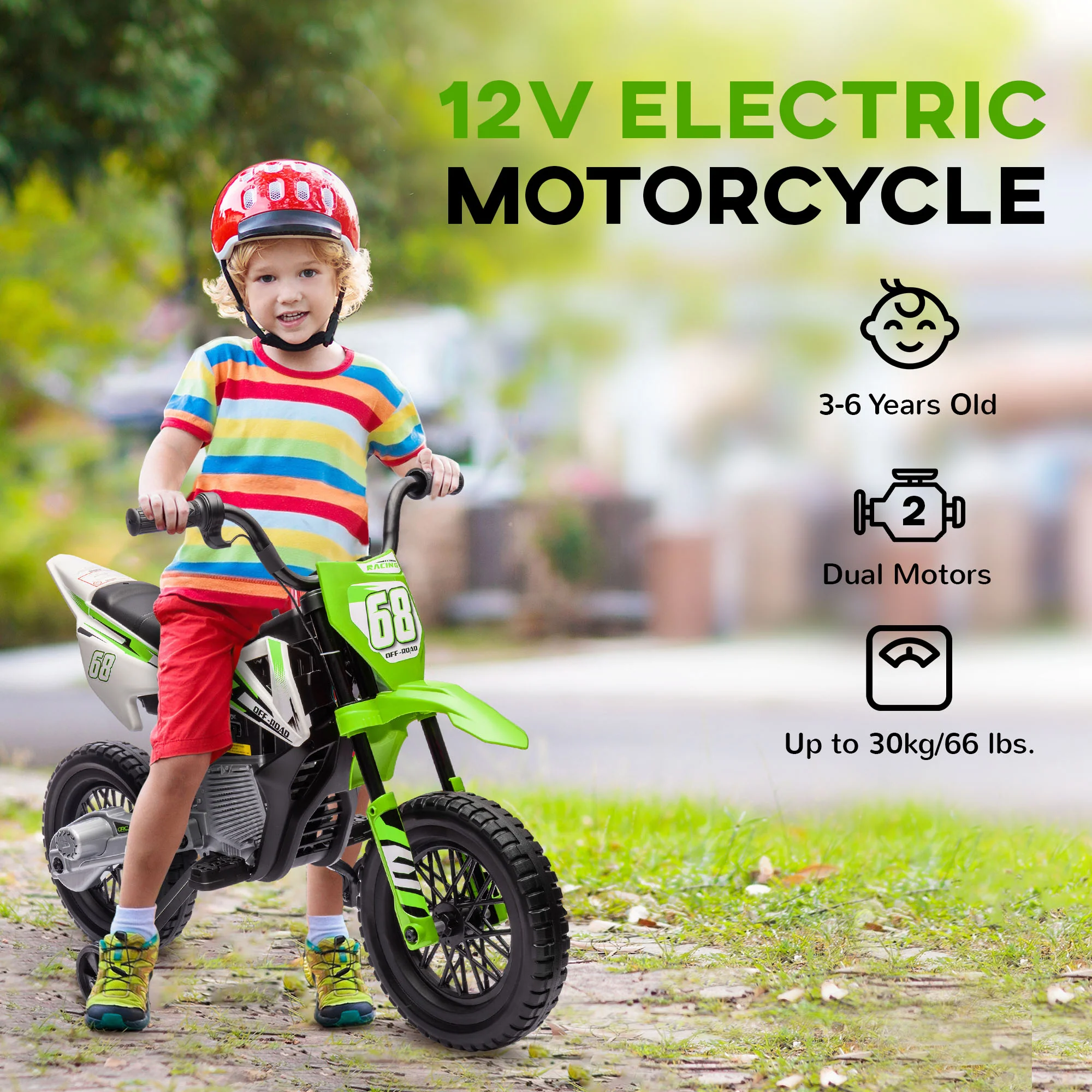 AIYAPLAY 12V Kids Orange Electric Motorbike W/ Twist Grip Throttle, Music - Image 24