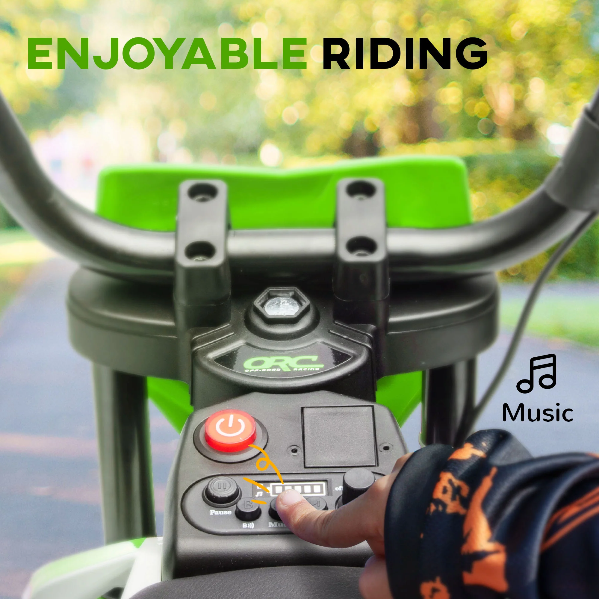 AIYAPLAY 12V Kids Orange Electric Motorbike W/ Twist Grip Throttle, Music - Image 25